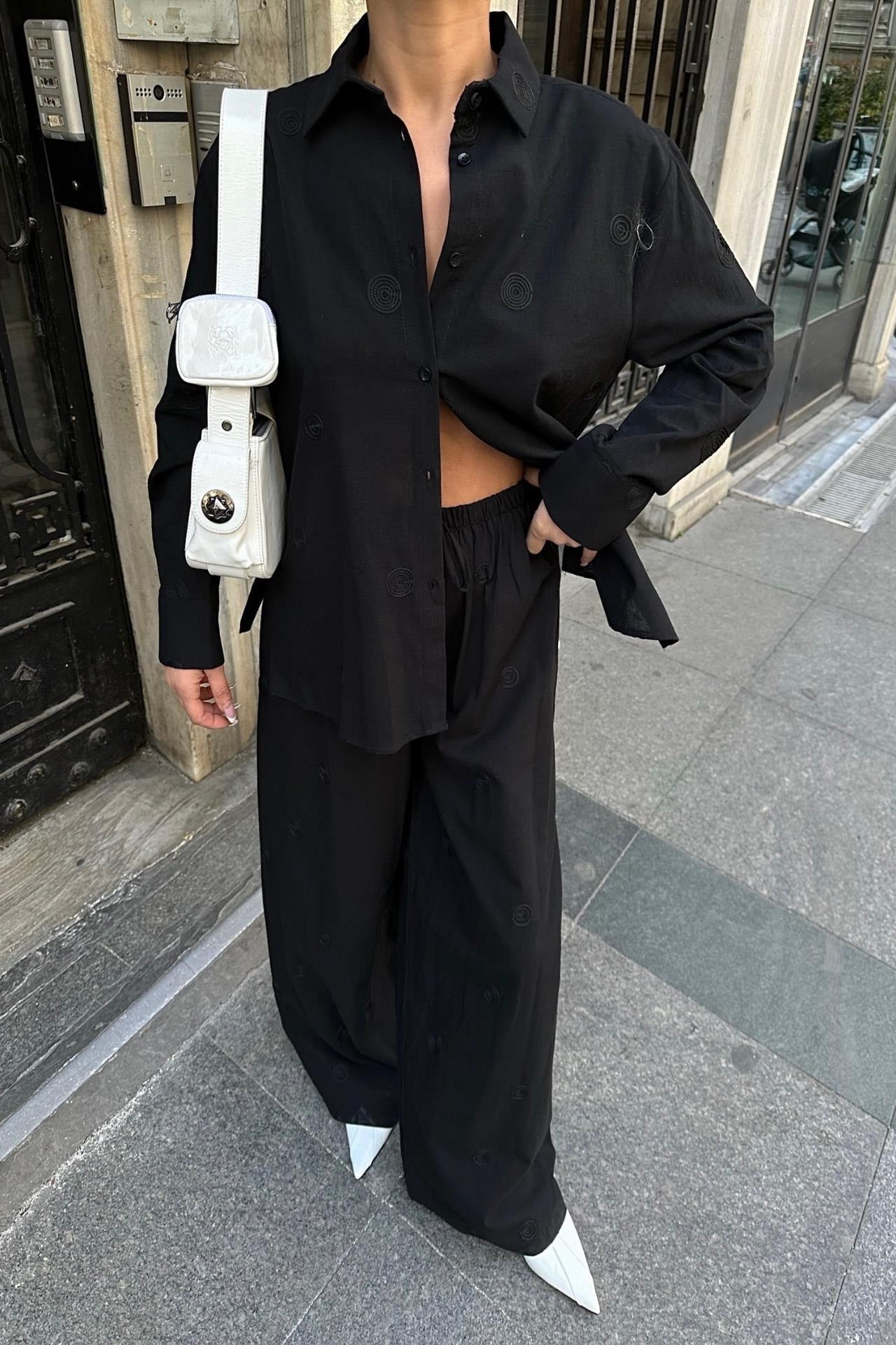 S4Y9733Adriana  Nakış Motifli Keten Takım 9733-08