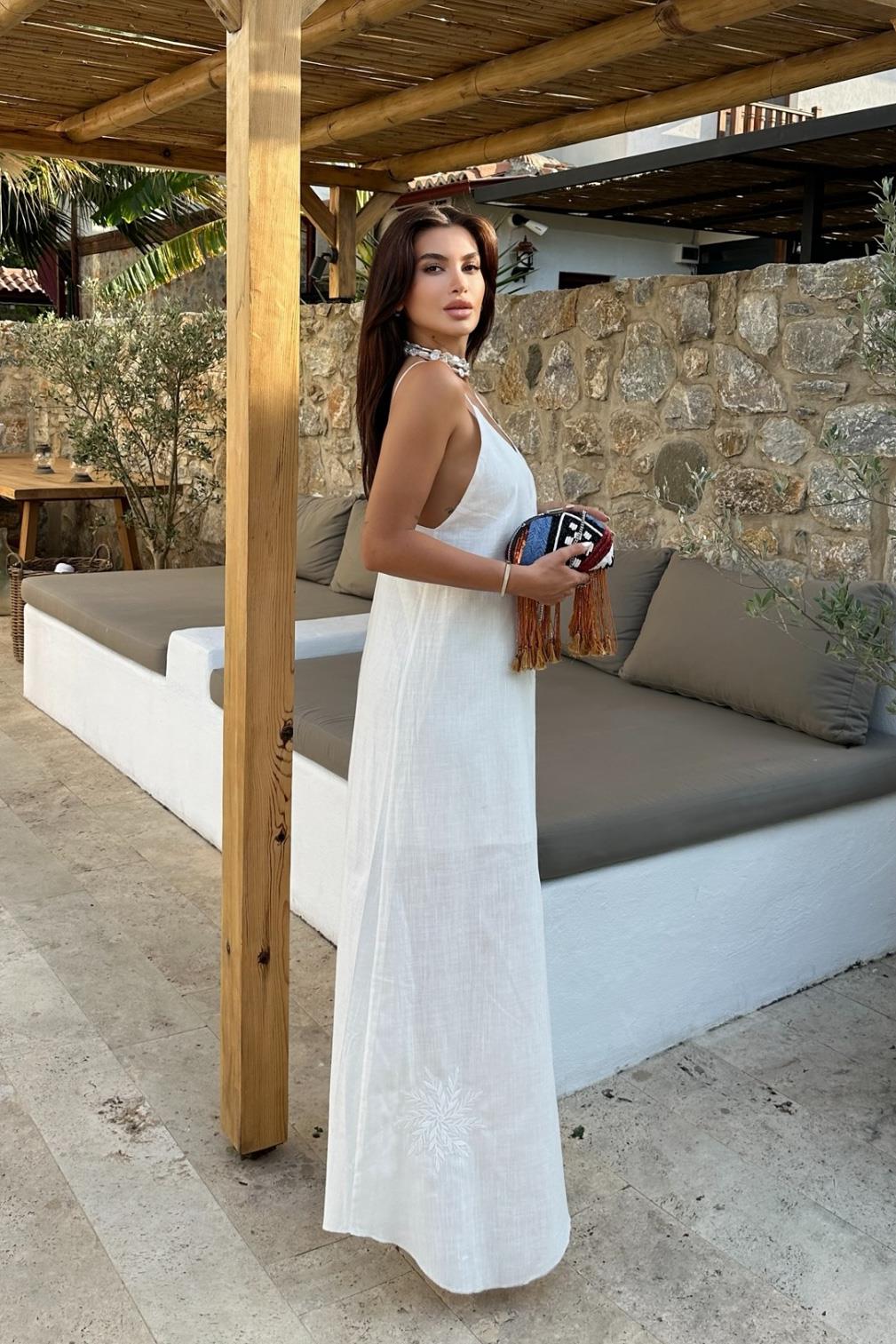S4Y2744Alice Askılı Keten Elbise 2744-8