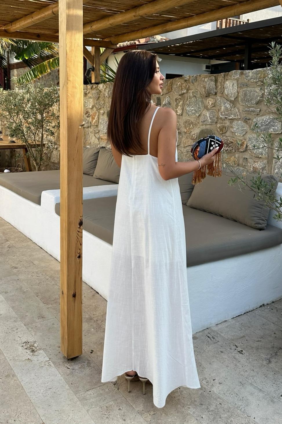 S4Y2744Alice Askılı Keten Elbise 2744-8