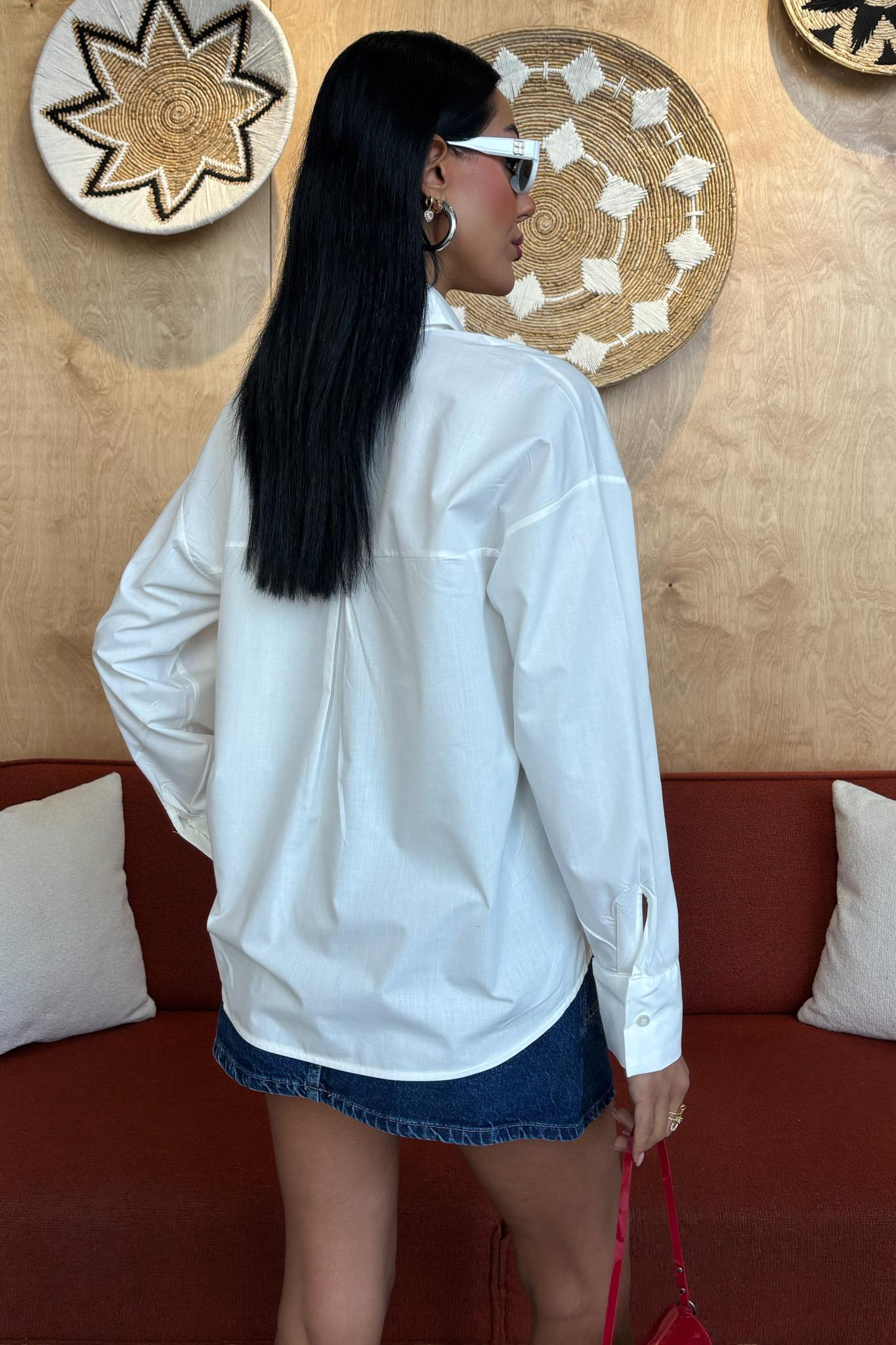 S4Y3389Alicia Papatya Nakışlı Gömlek 3389-08
