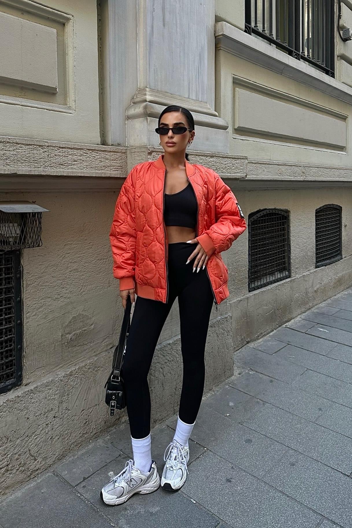 S5K7058Alisa Oversize Kapitone Bomber Ceket 7058 -08