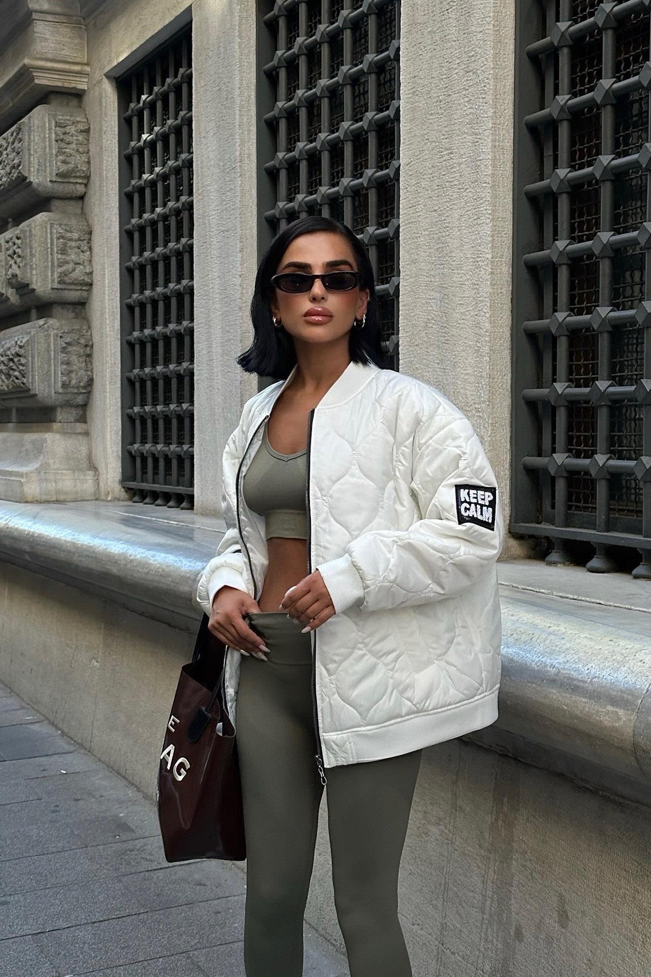 S5K7058Alisa Oversize Kapitone Bomber Ceket 7058 -08