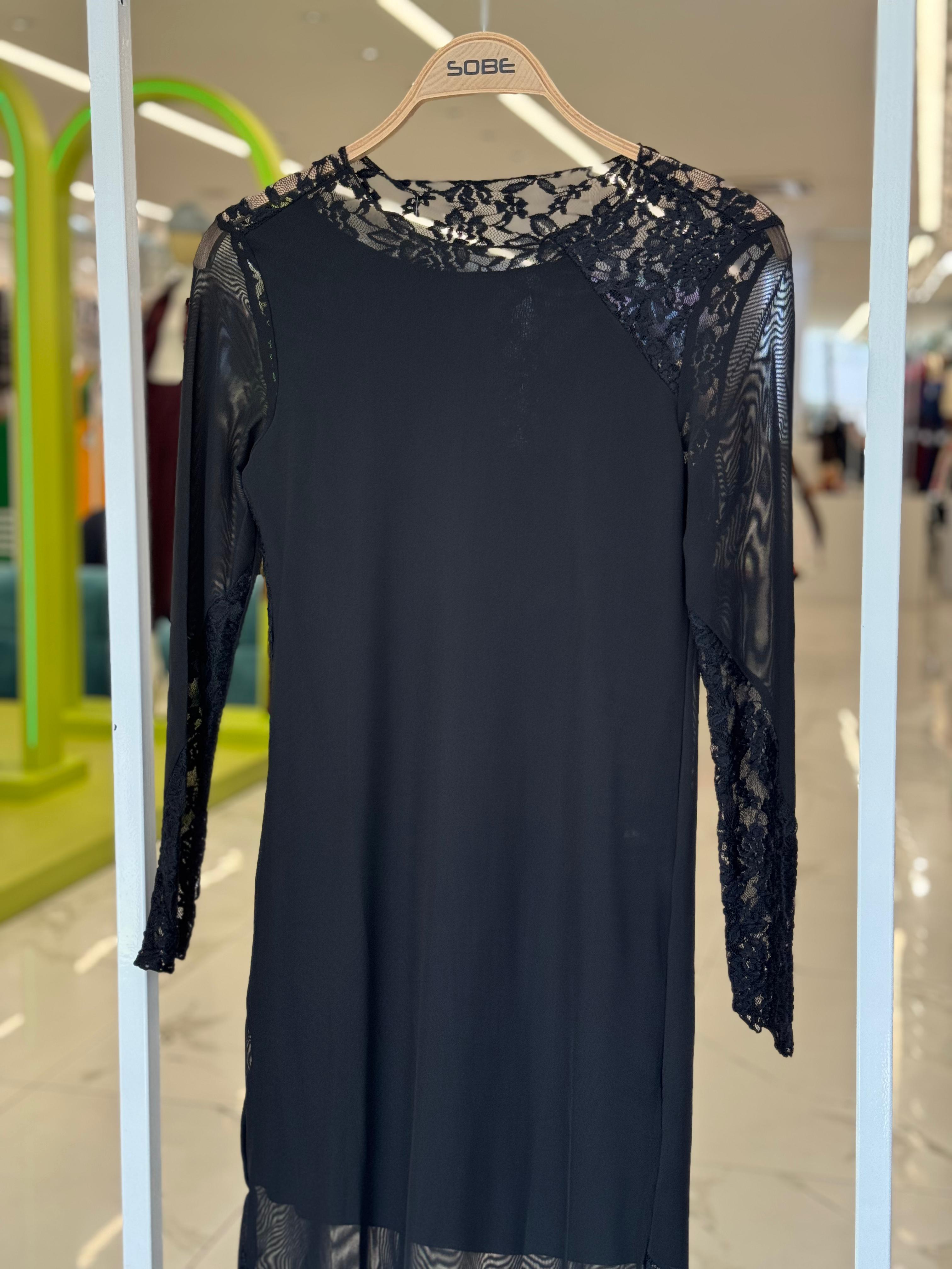 S4Y2659Almond Dantel Detaylı Tül Elbise 2659-8