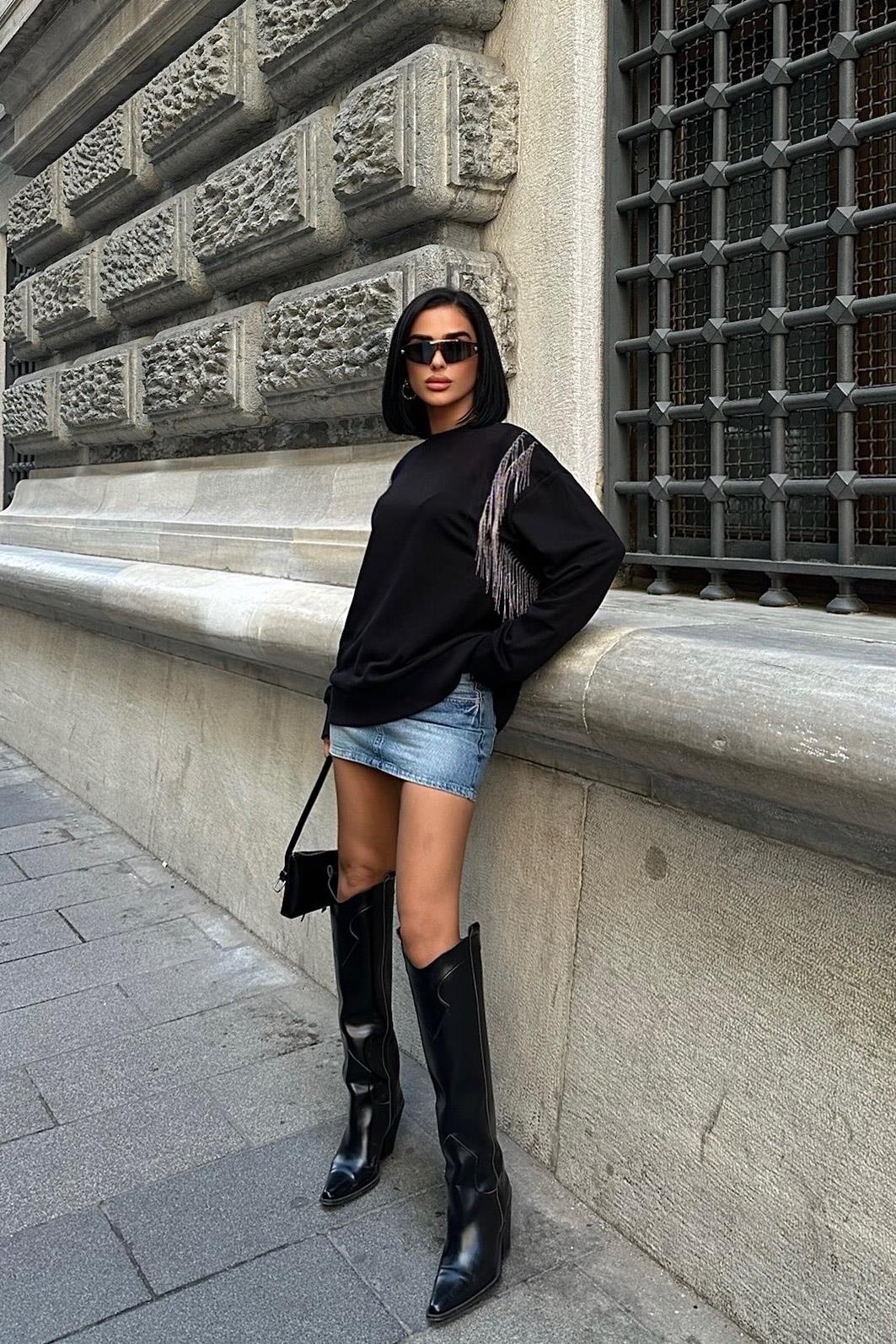 S5K8048Angelina Metalize Sarkaçlı Sweatshirt 8048 -08