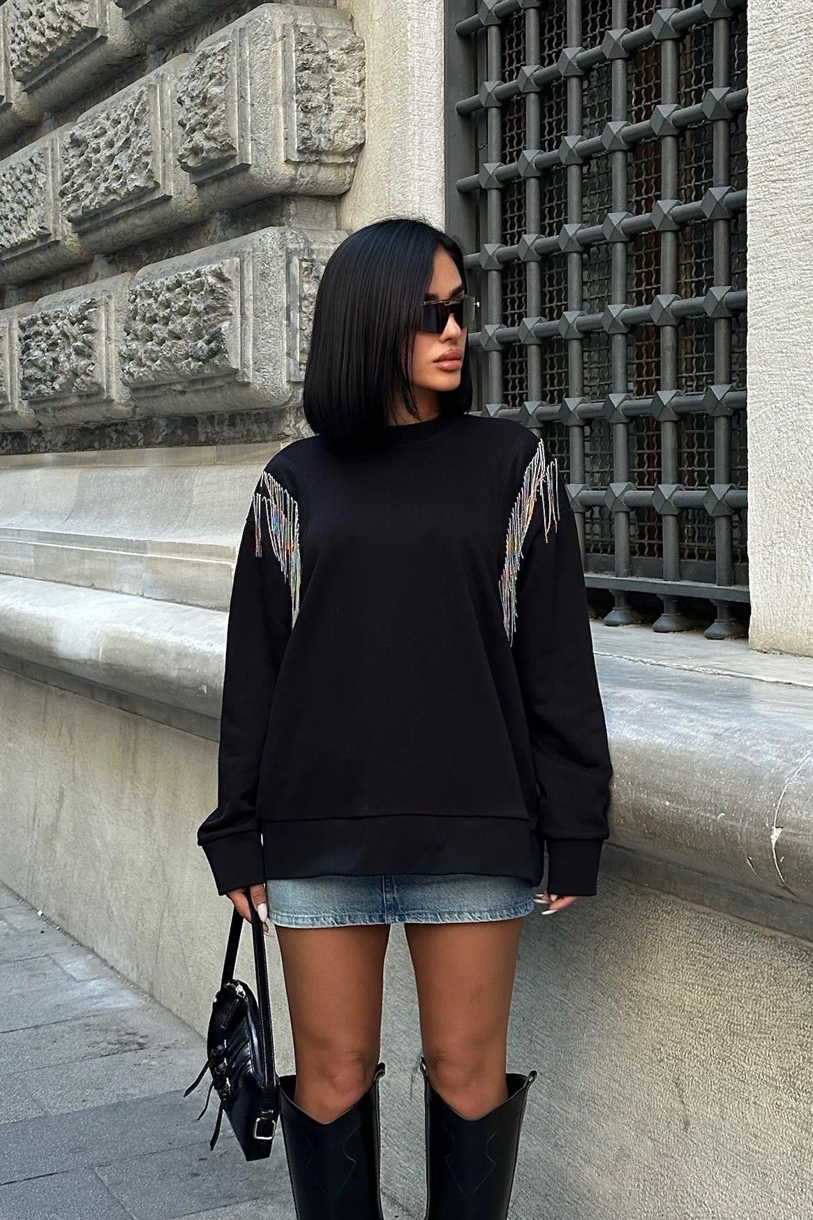 S5K8048Angelina Metalize Sarkaçlı Sweatshirt 8048 -08