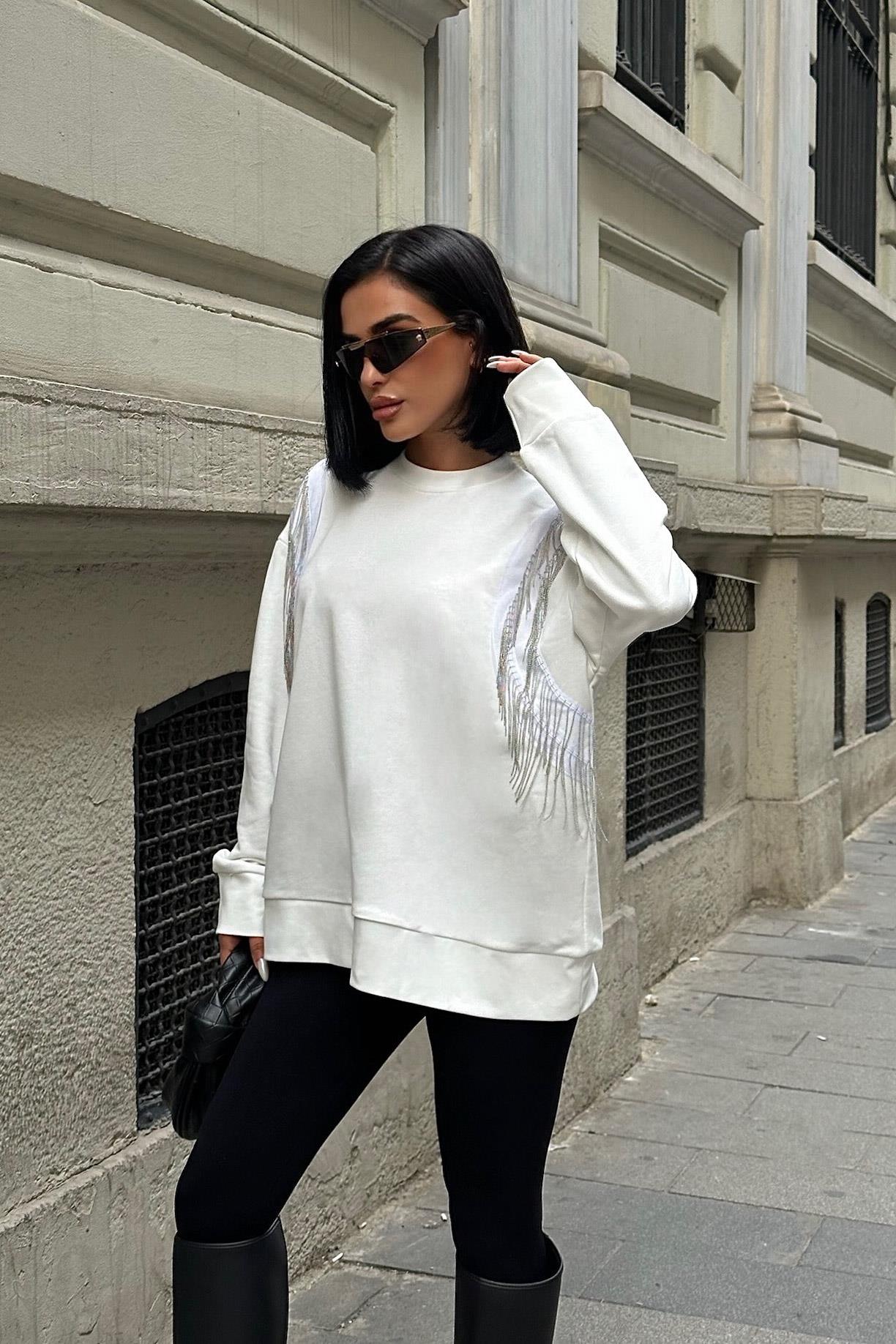S5K8048Angelina Metalize Sarkaçlı Sweatshirt 8048 -08