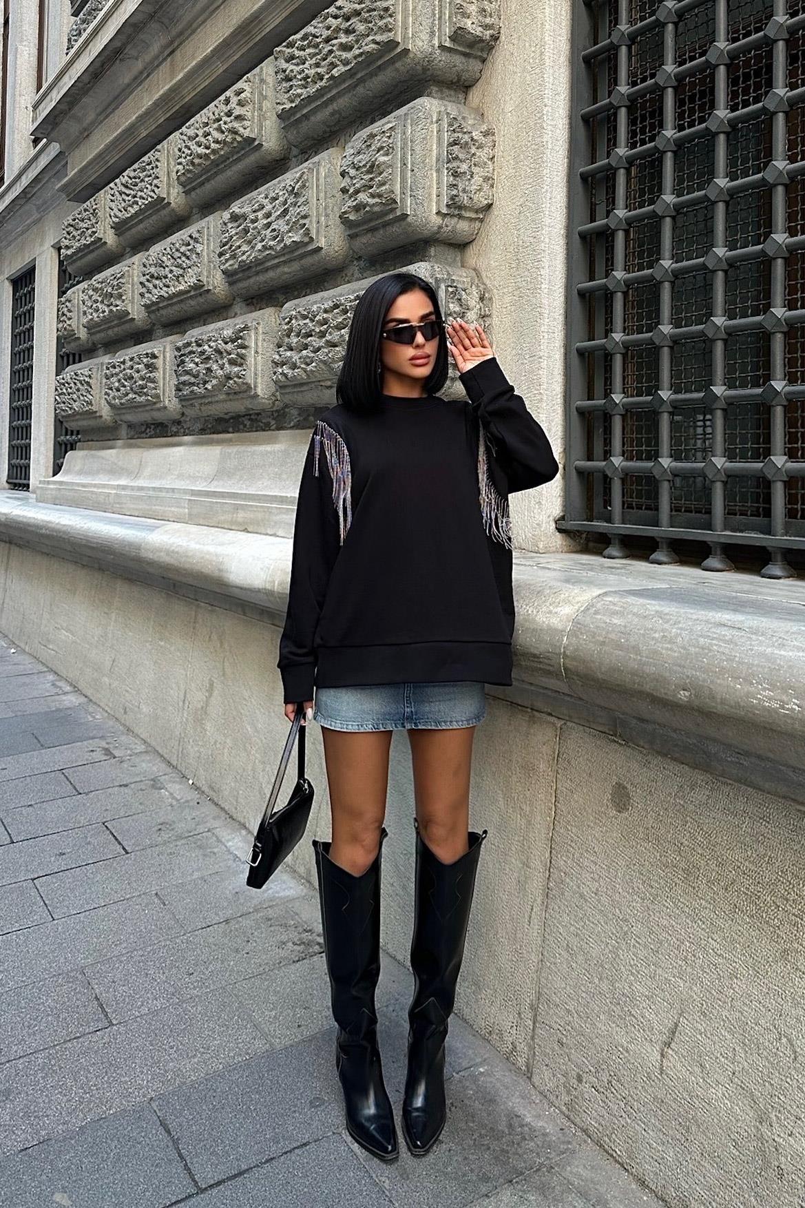 S5K8048Angelina Metalize Sarkaçlı Sweatshirt 8048 -08