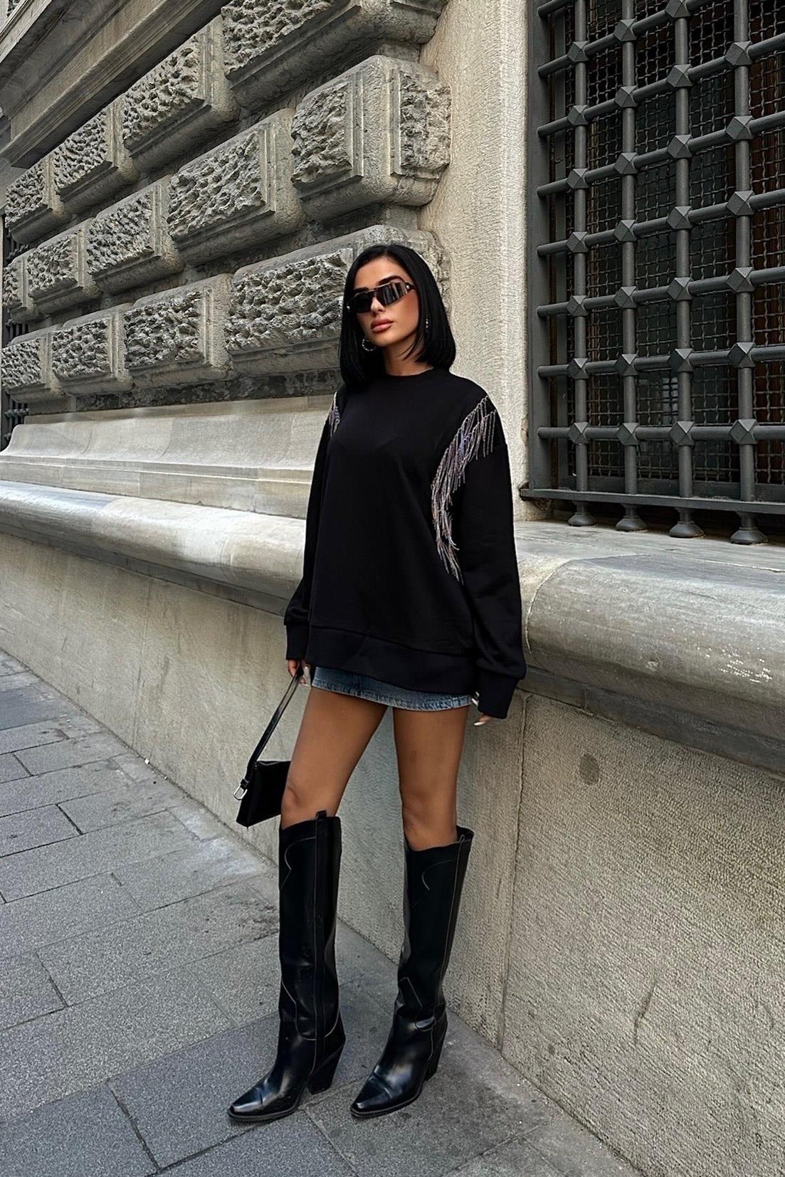 S5K8048Angelina Metalize Sarkaçlı Sweatshirt 8048 -08