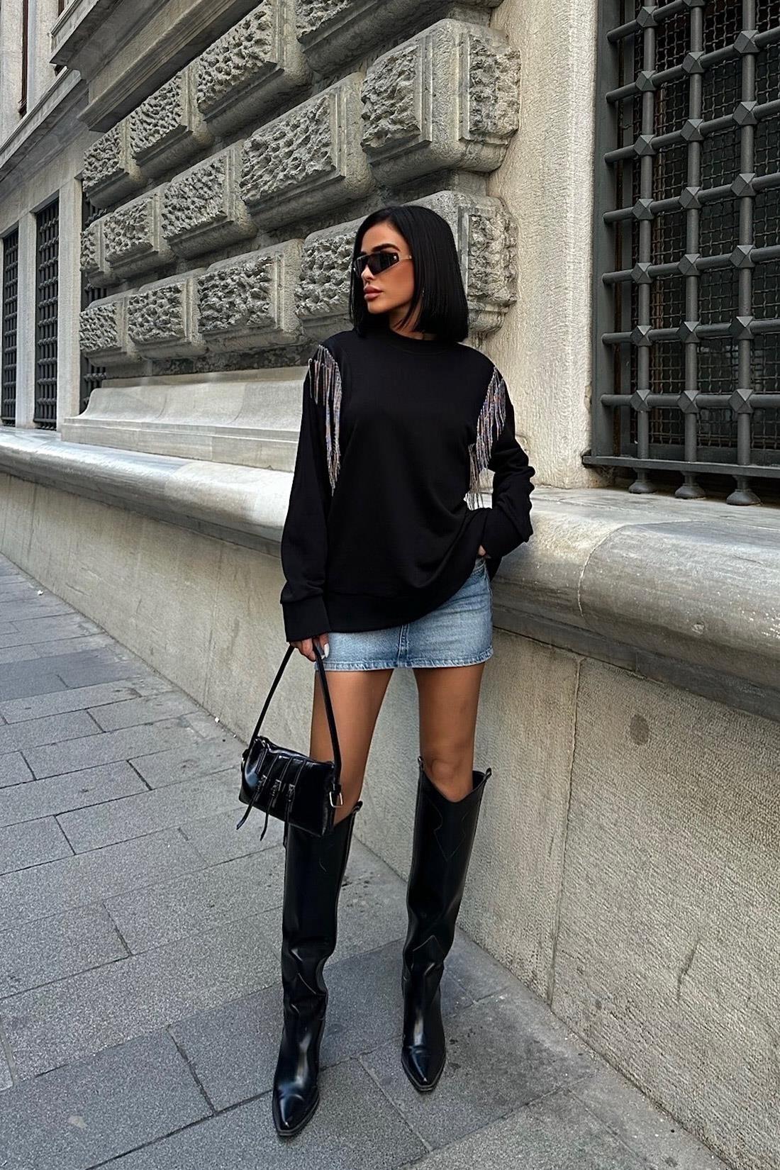 S5K8048Angelina Metalize Sarkaçlı Sweatshirt 8048 -08