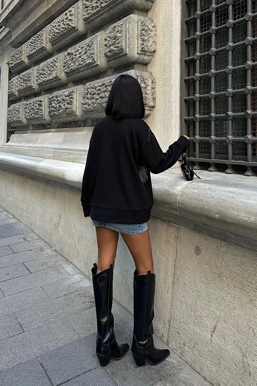 S5K8048Angelina Metalize Sarkaçlı Sweatshirt 8048 -08