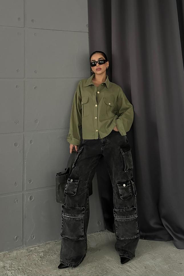 S4K6063Anya Oversize Gabardin Ceket 6063-8