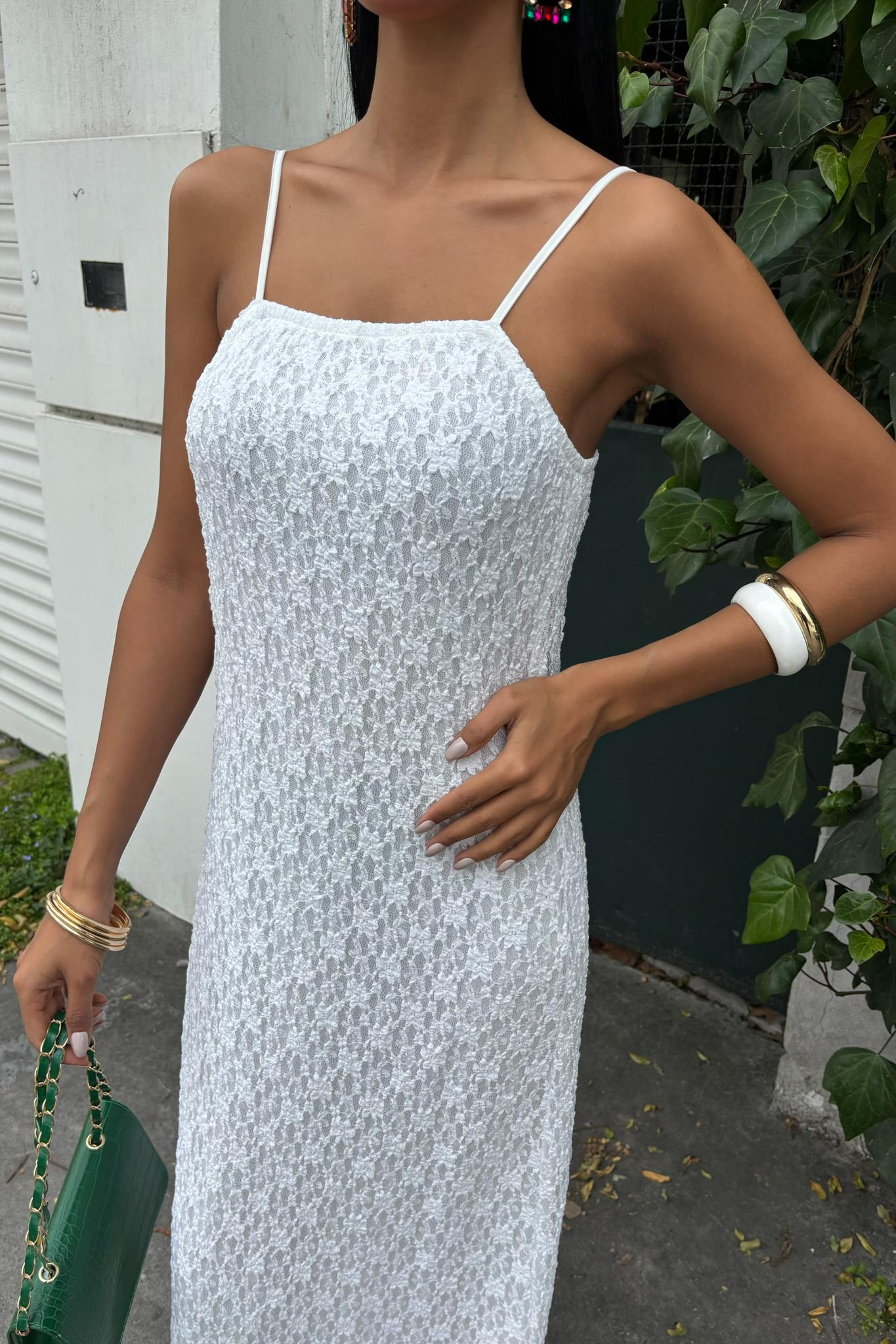 S5Y2879Askıları Ayarlanabilir Örme Dantel Elbise 2879