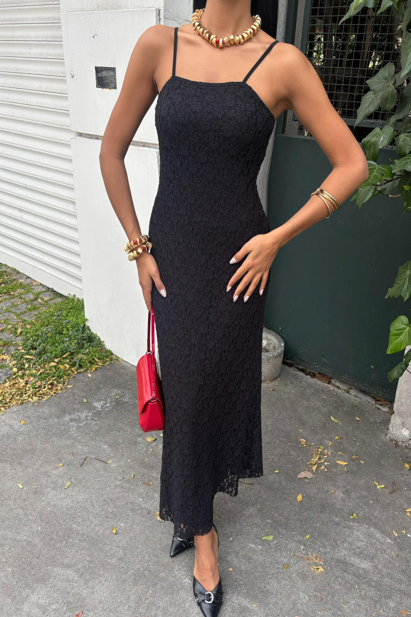 S5Y2879Askıları Ayarlanabilir Örme Dantel Elbise 2879