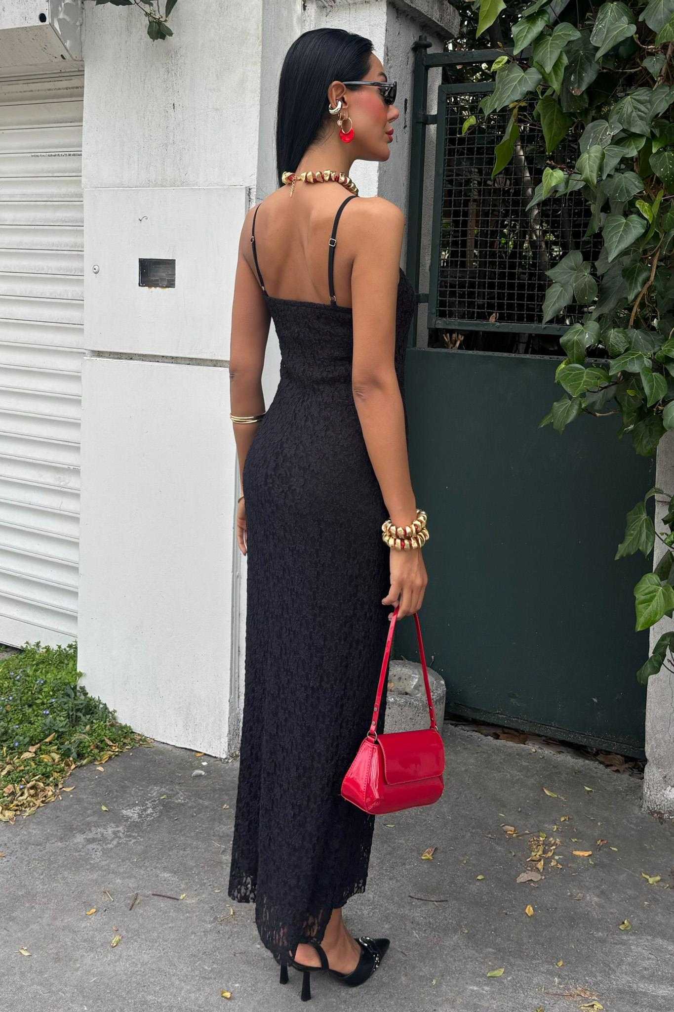 S5Y2879Adjustable Straps Knitted Lace Dress 2879