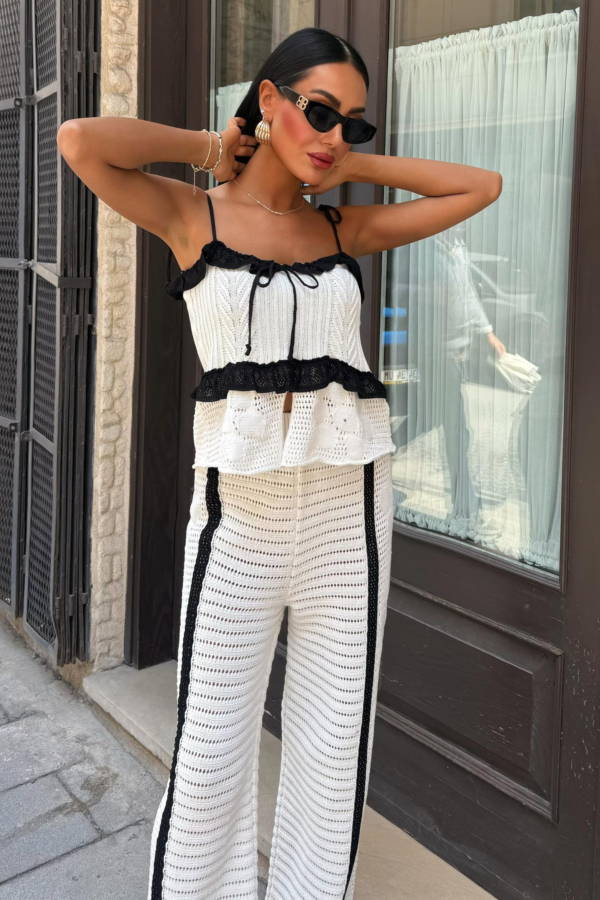 S5Y10114Suspender Blouse Trousers Knitwear Set 10114