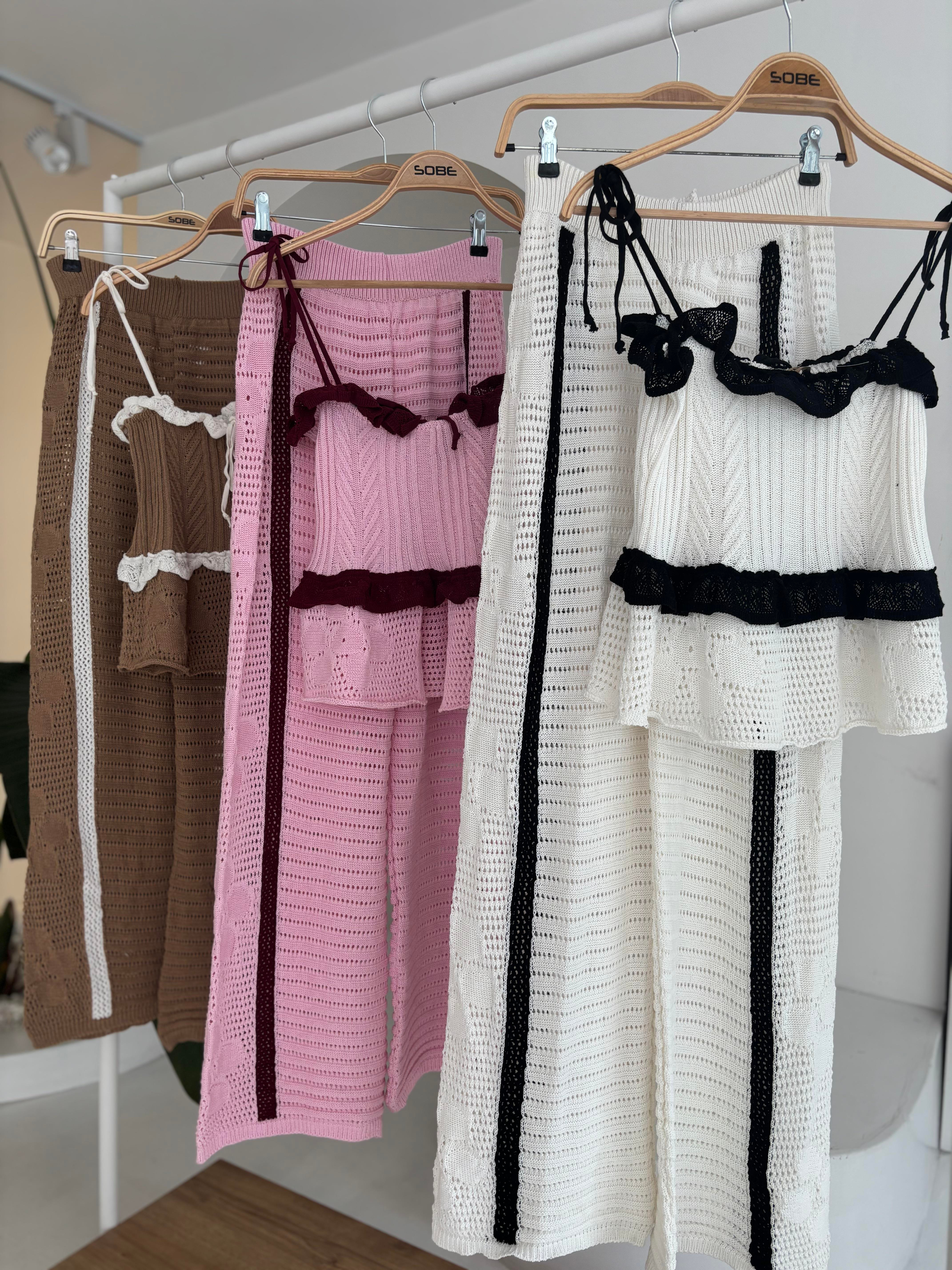 S5Y10114Suspender Blouse Trousers Knitwear Set 10114