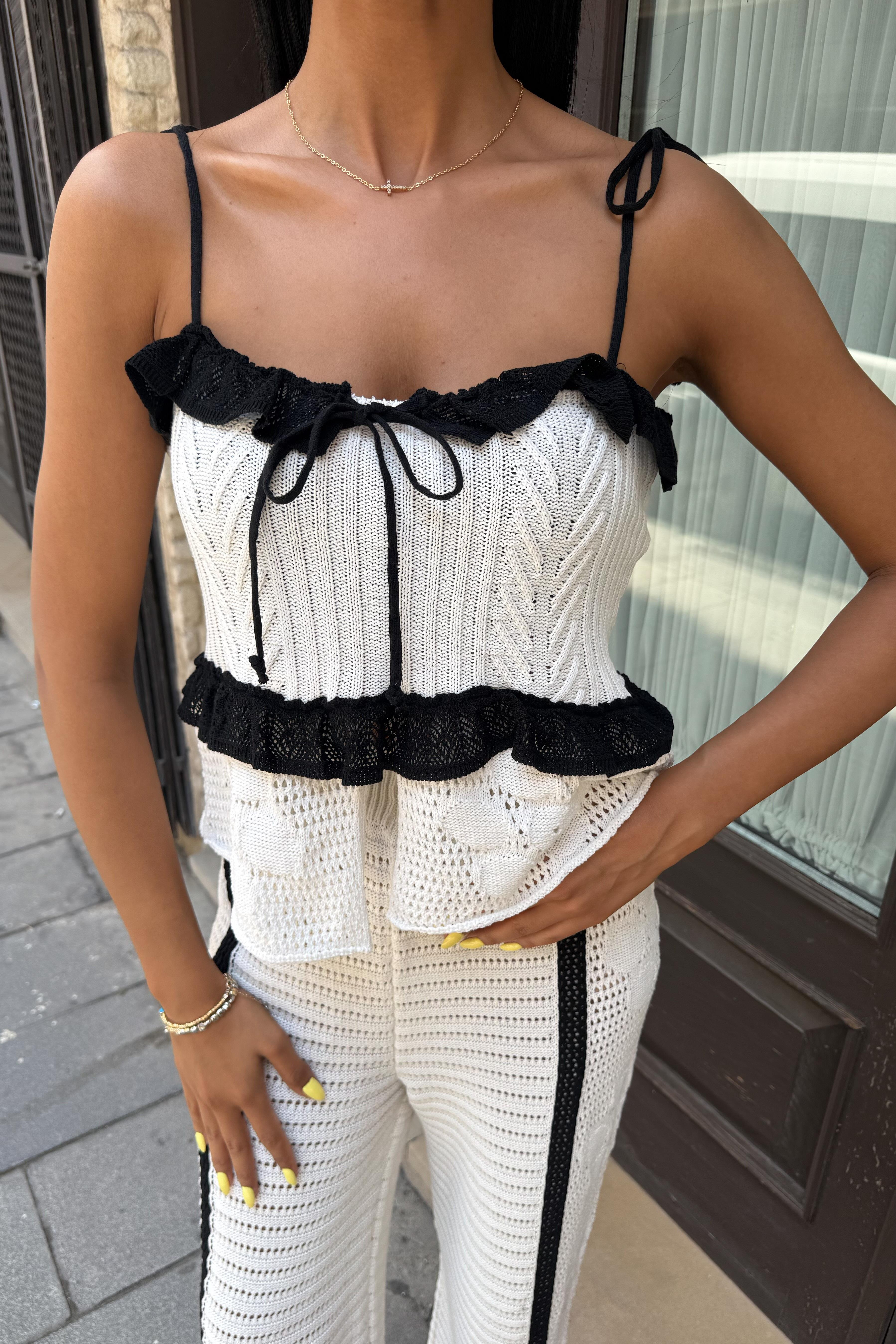 S5Y10114Suspender Blouse Trousers Knitwear Set 10114