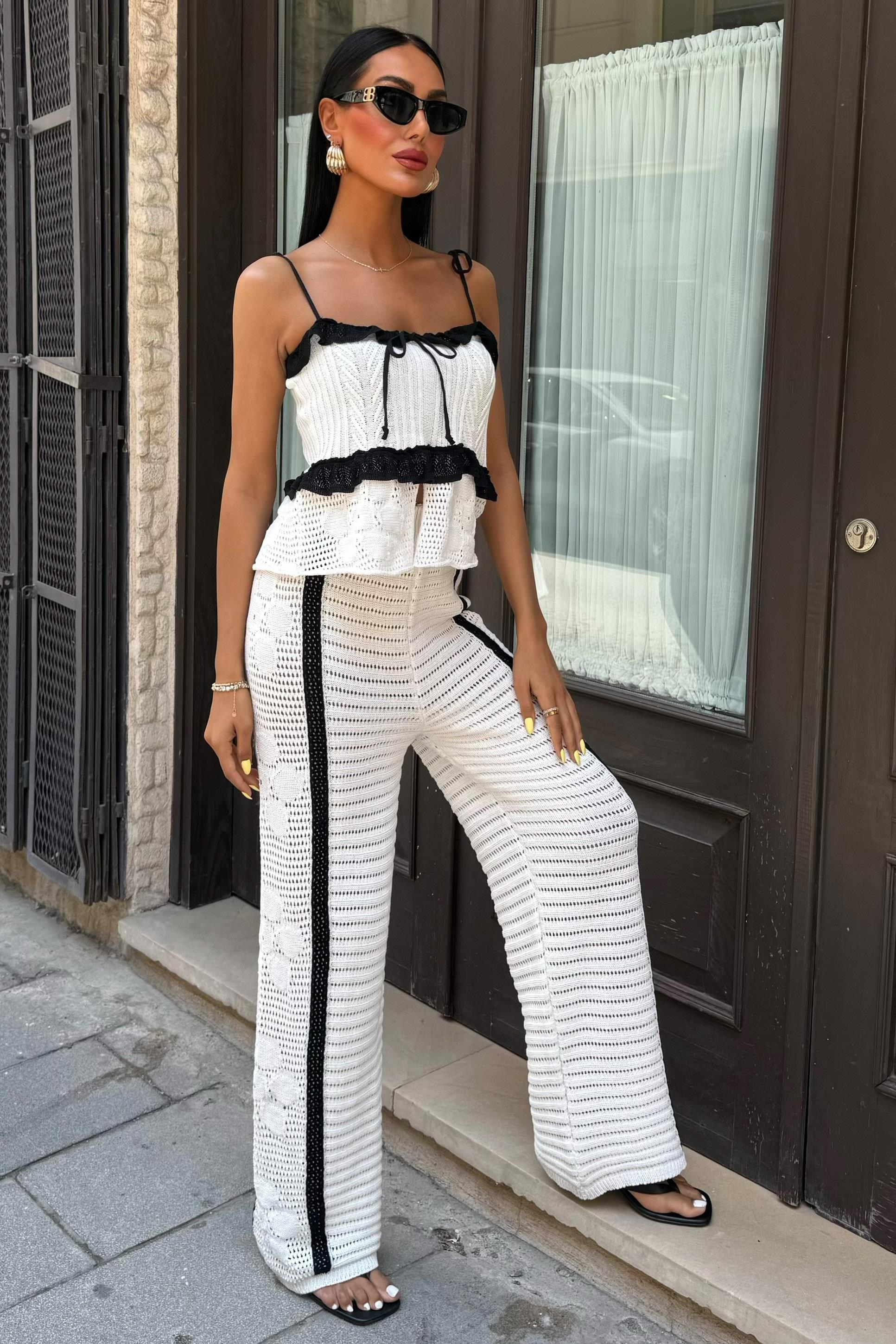 S5Y10114Suspender Blouse Trousers Knitwear Set 10114