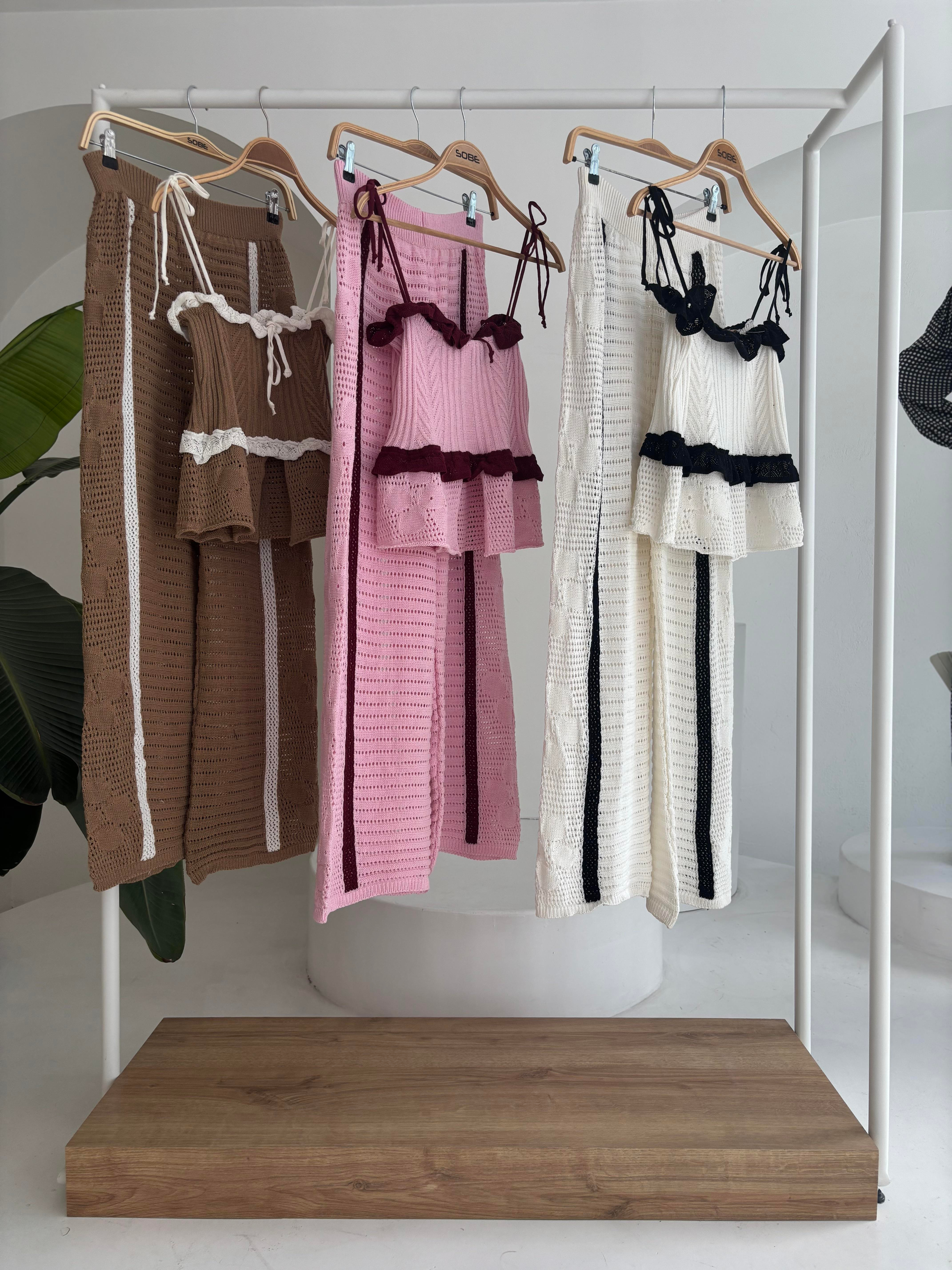S5Y10114Suspender Blouse Trousers Knitwear Set 10114