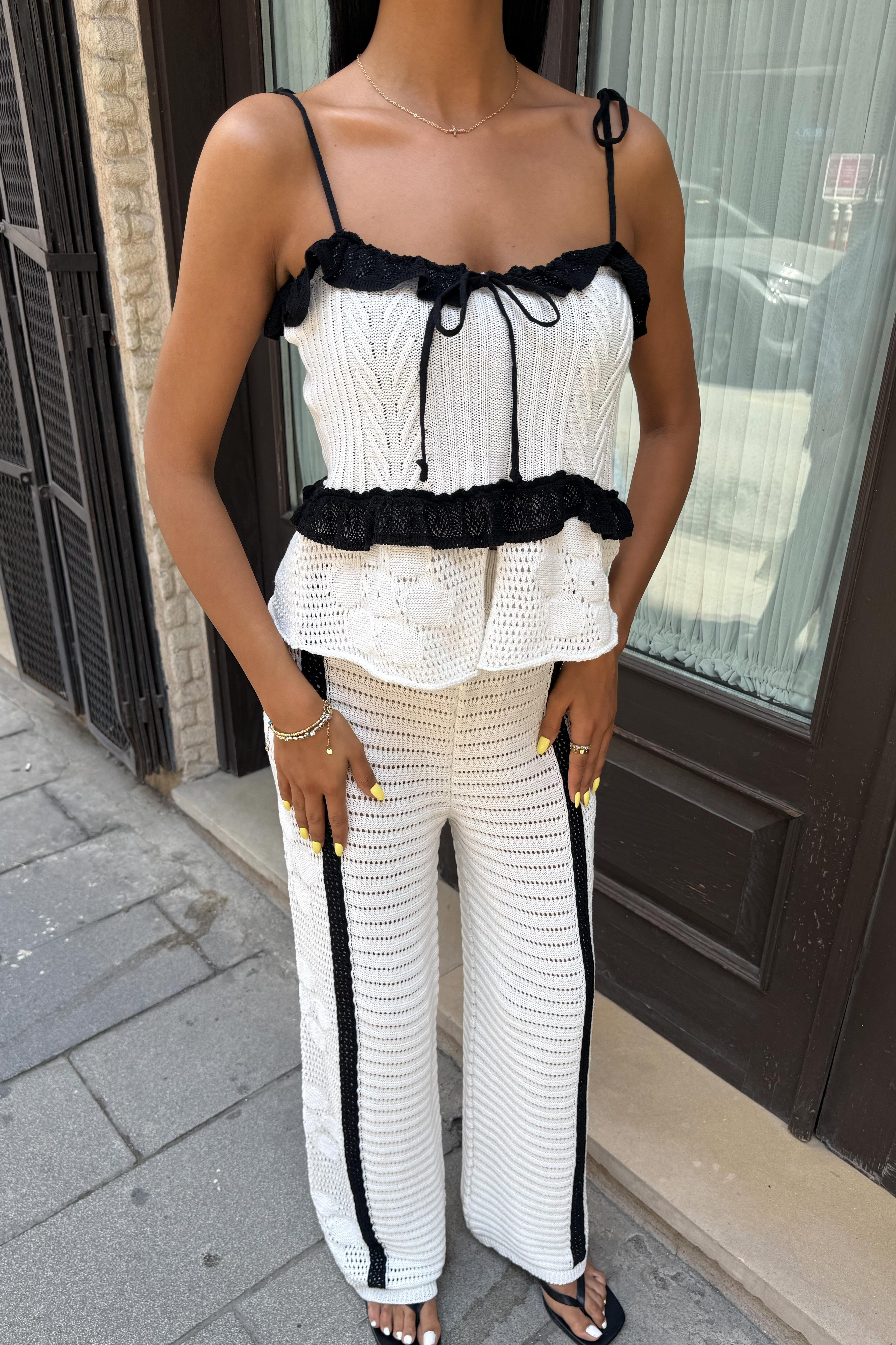 S5Y10114Suspender Blouse Trousers Knitwear Set 10114