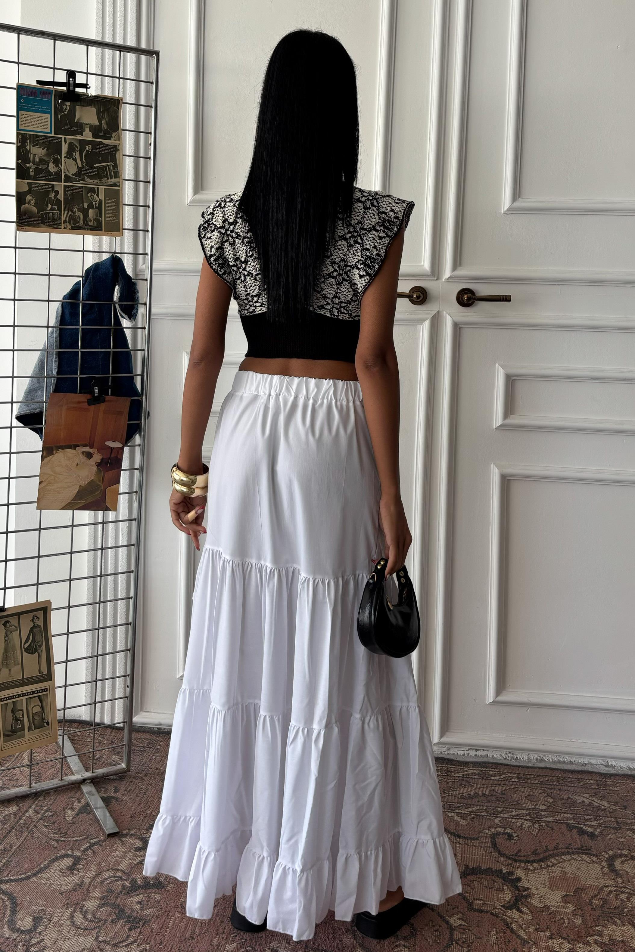 S4Y4037Audrey Fıfrlı Yırtmaç Detay Etek 4037