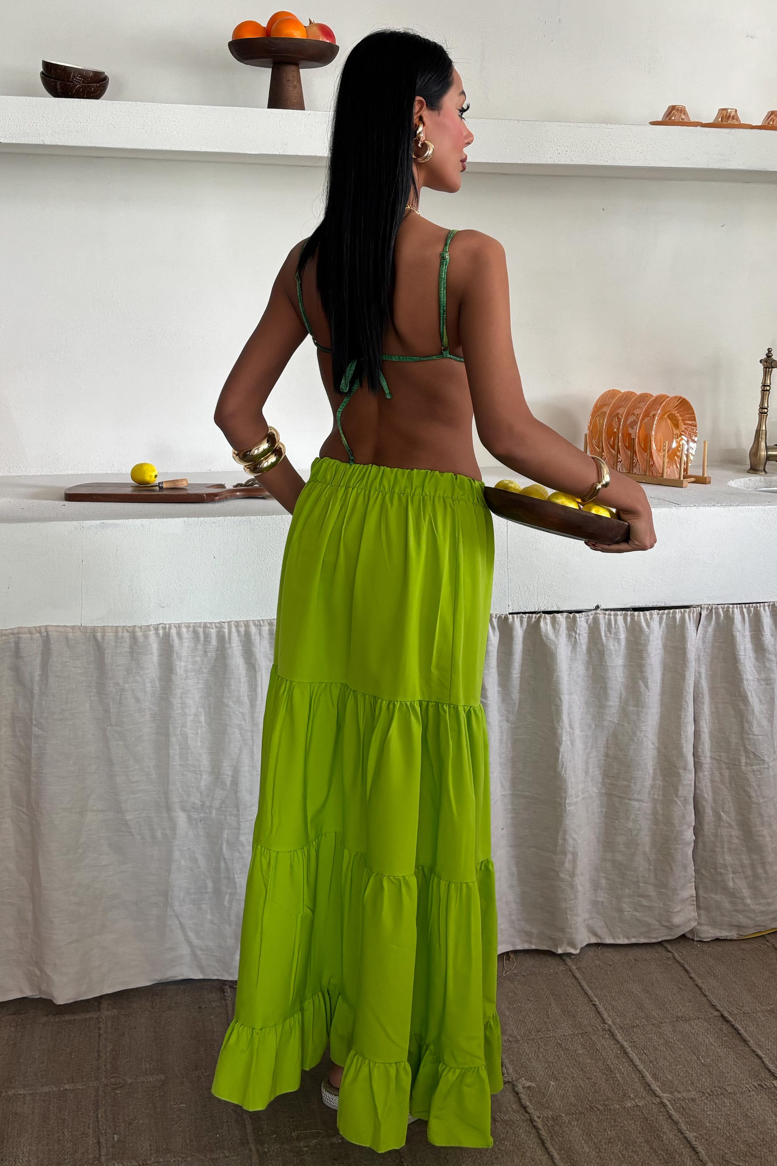 S4Y4037Audrey Fıfrlı Yırtmaç Detay Etek 4037