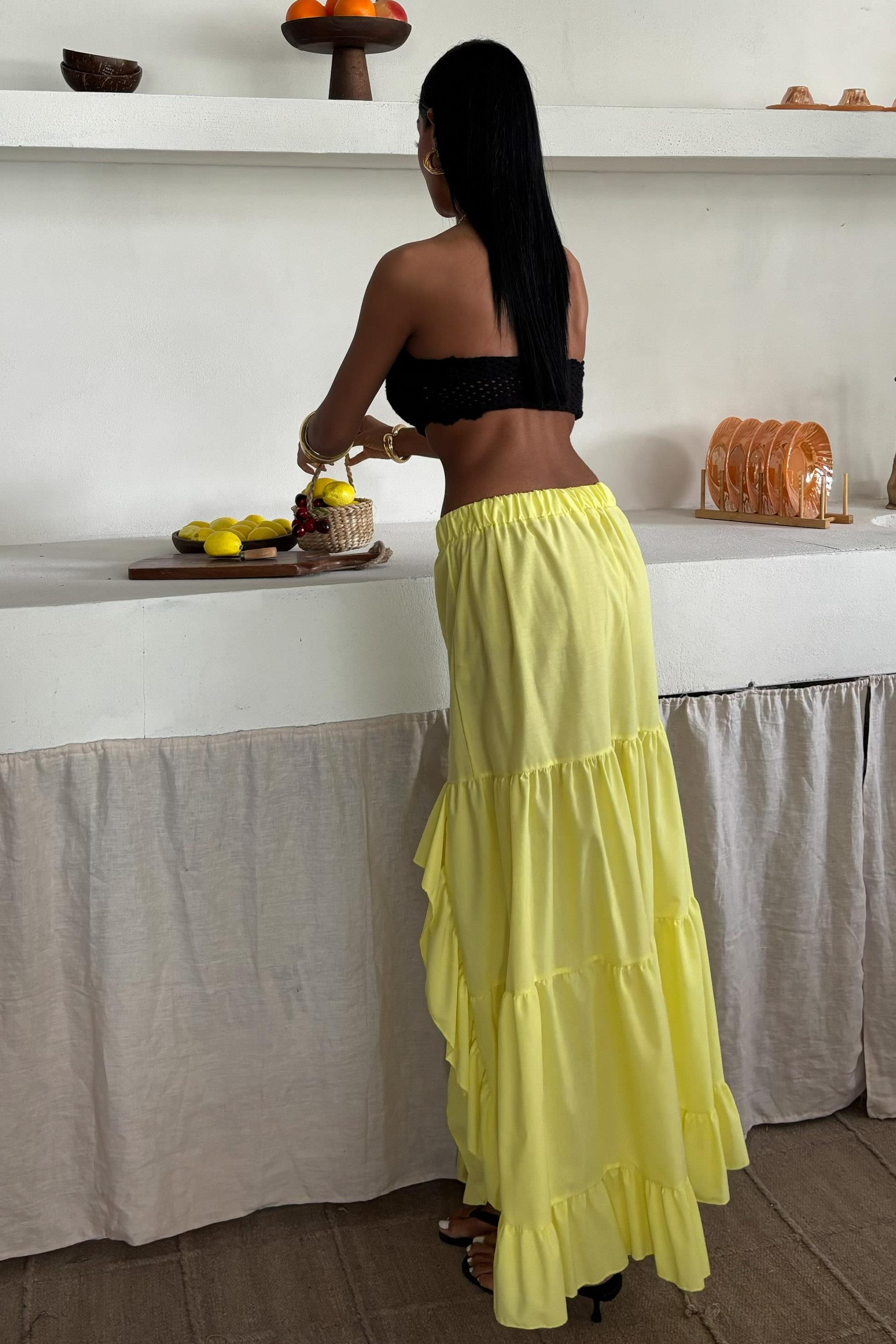 S4Y4037Audrey Fıfrlı Yırtmaç Detay Etek 4037
