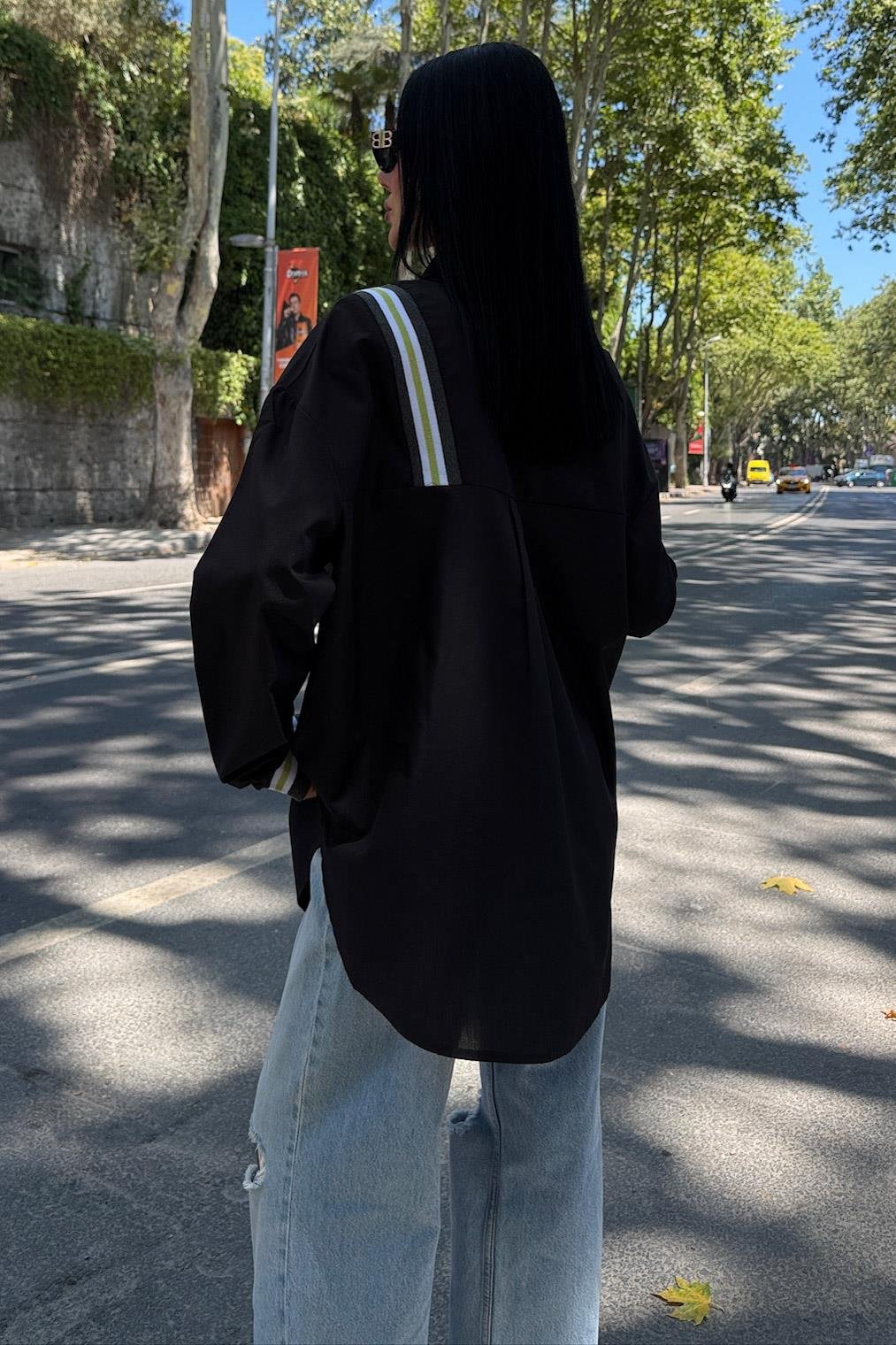 S5Y3436Bant Detaylı Oversize Poplin Gömlek 3436
