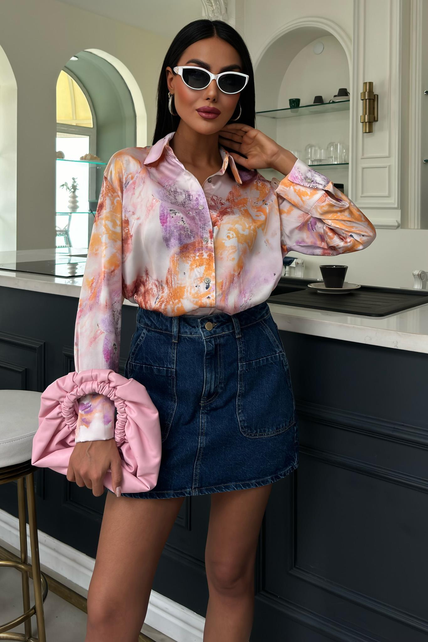 S5Y3409Batik Desenli Saten Gömlek 3409