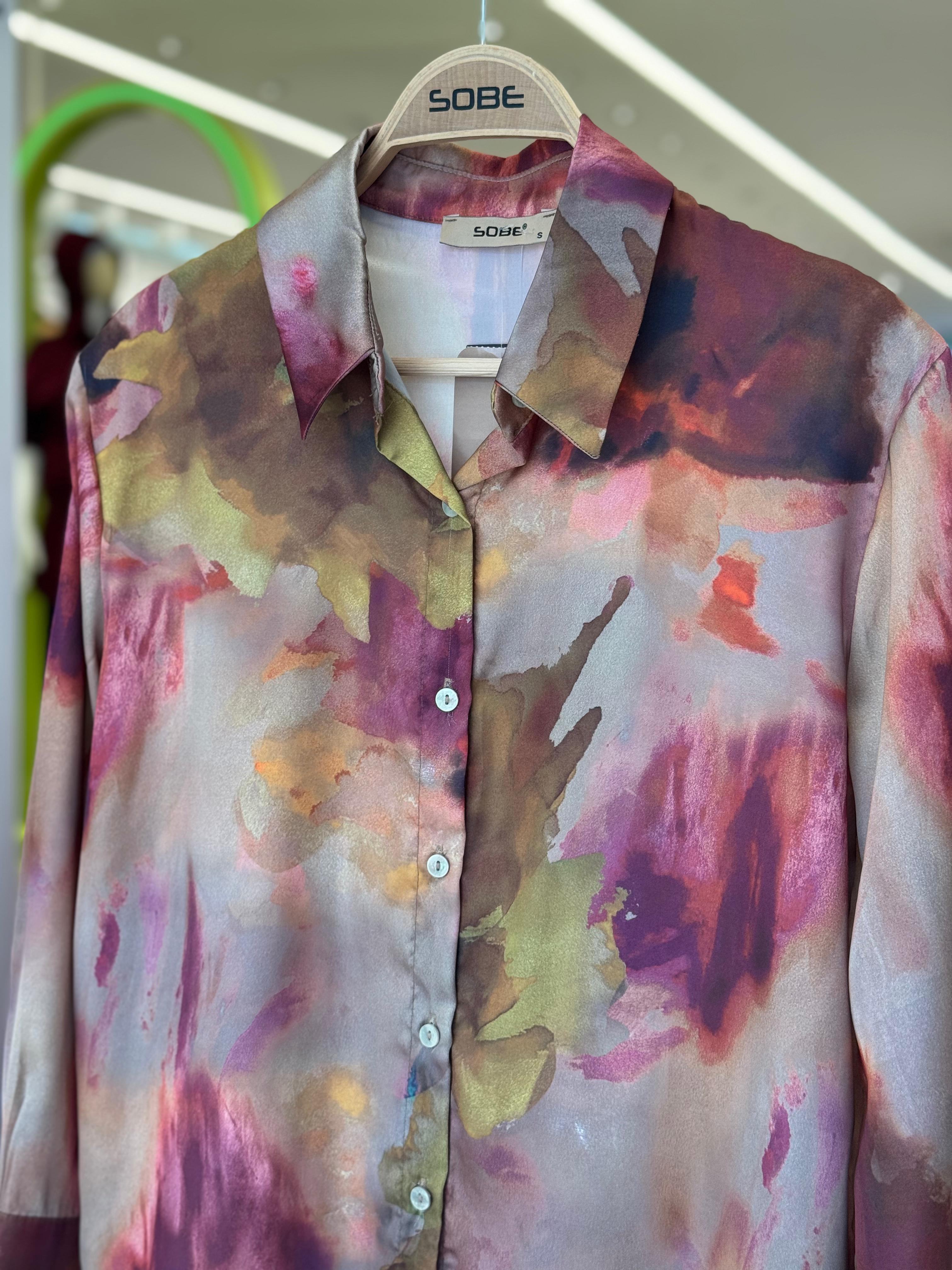 S5Y3445Batik Desenli Saten Gömlek 3445