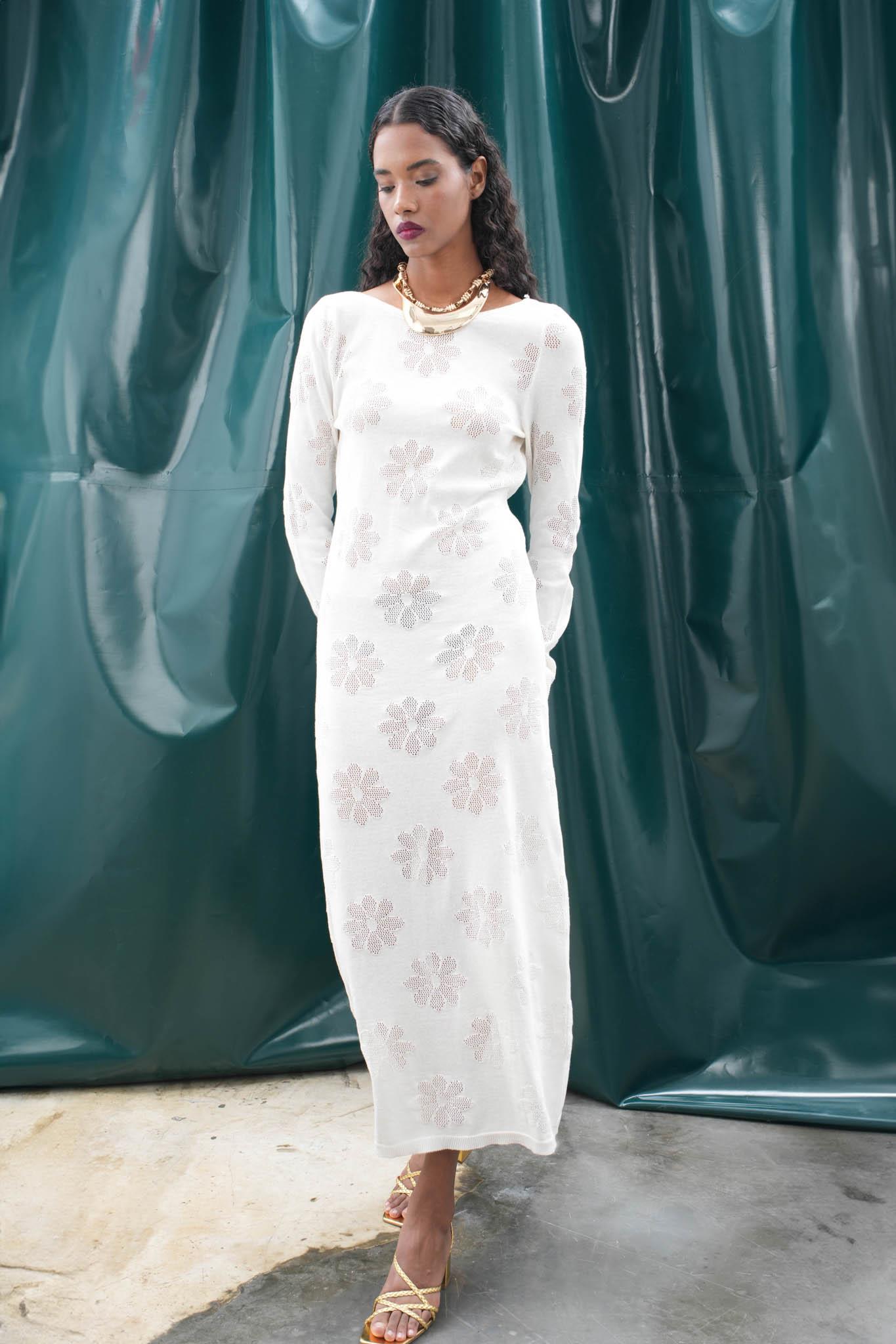 S5K2793Belen Çiçek Desenli Maxi Boy Elbise 2793