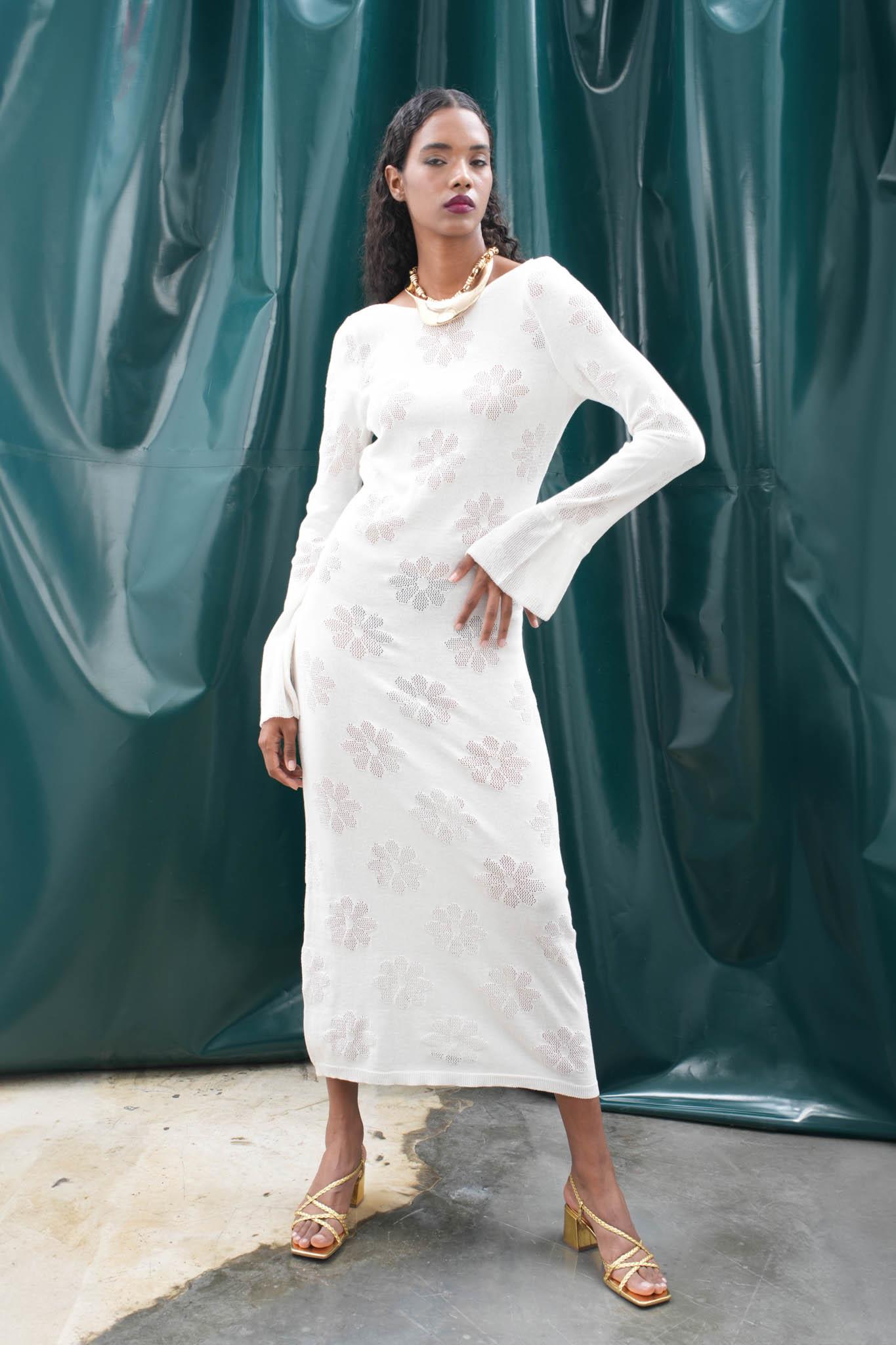 S5K2793Belen Çiçek Desenli Maxi Boy Elbise 2793