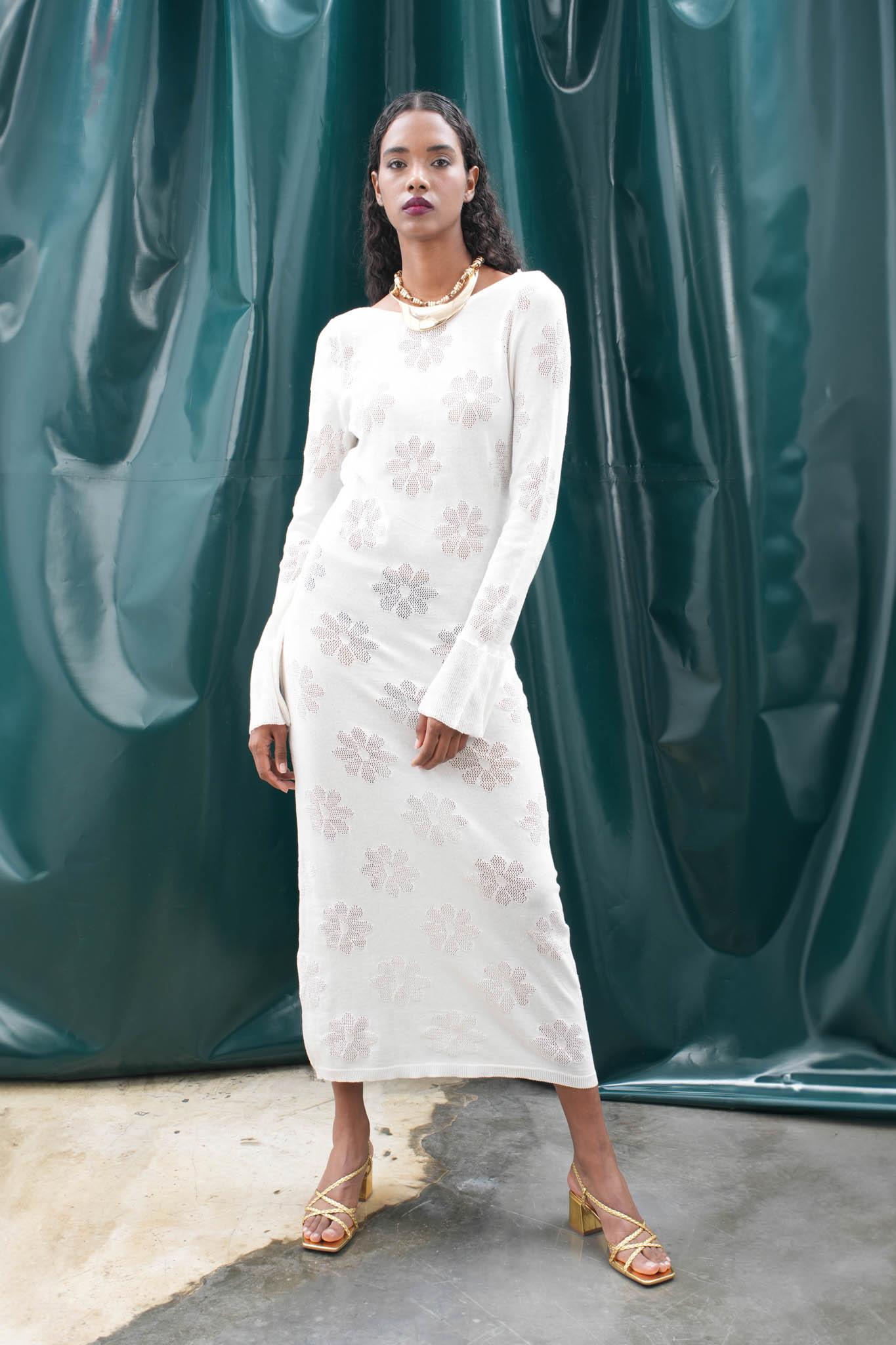 S5K2793Belen Çiçek Desenli Maxi Boy Elbise 2793