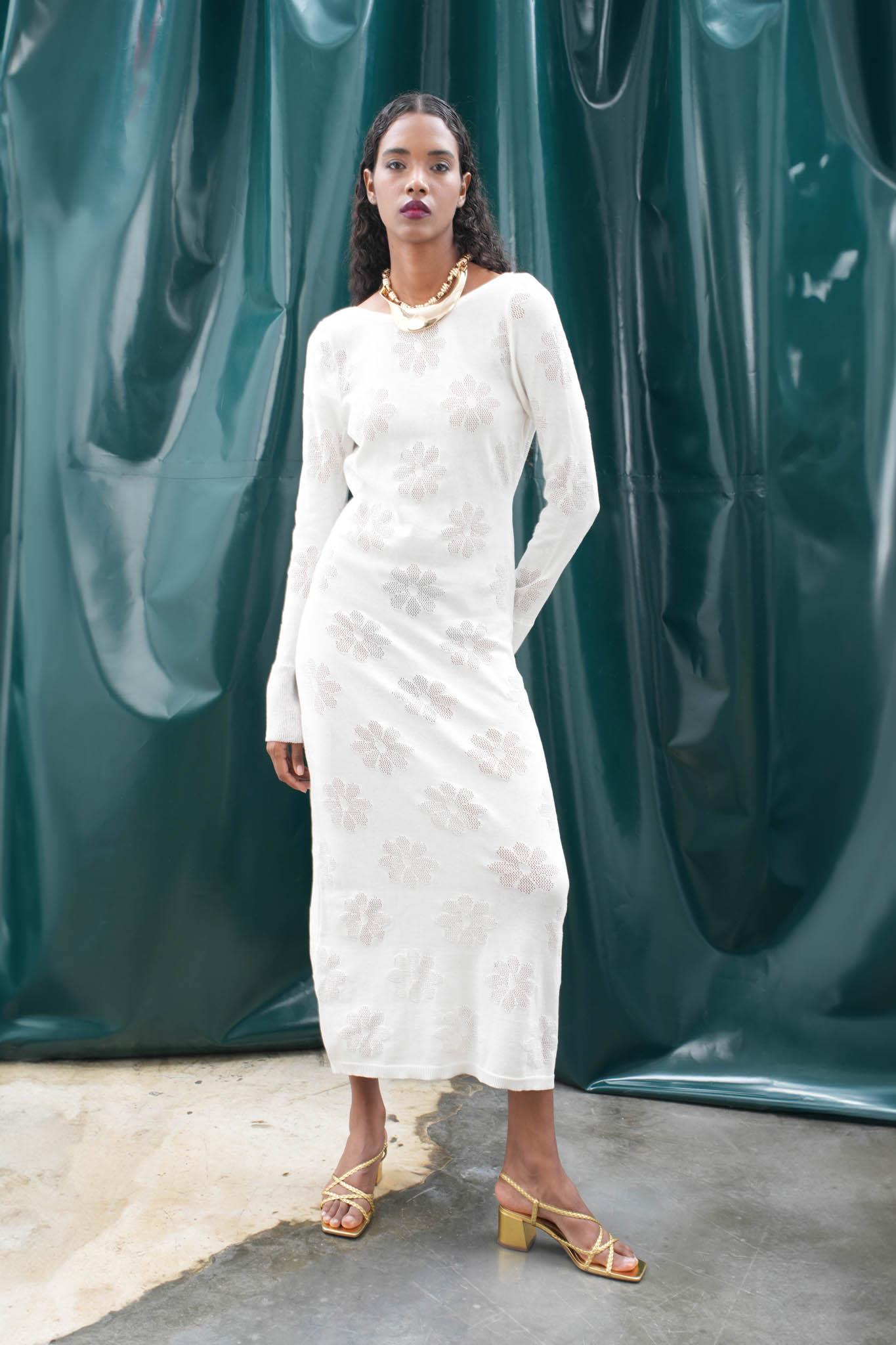 S5K2793Belen Çiçek Desenli Maxi Boy Elbise 2793