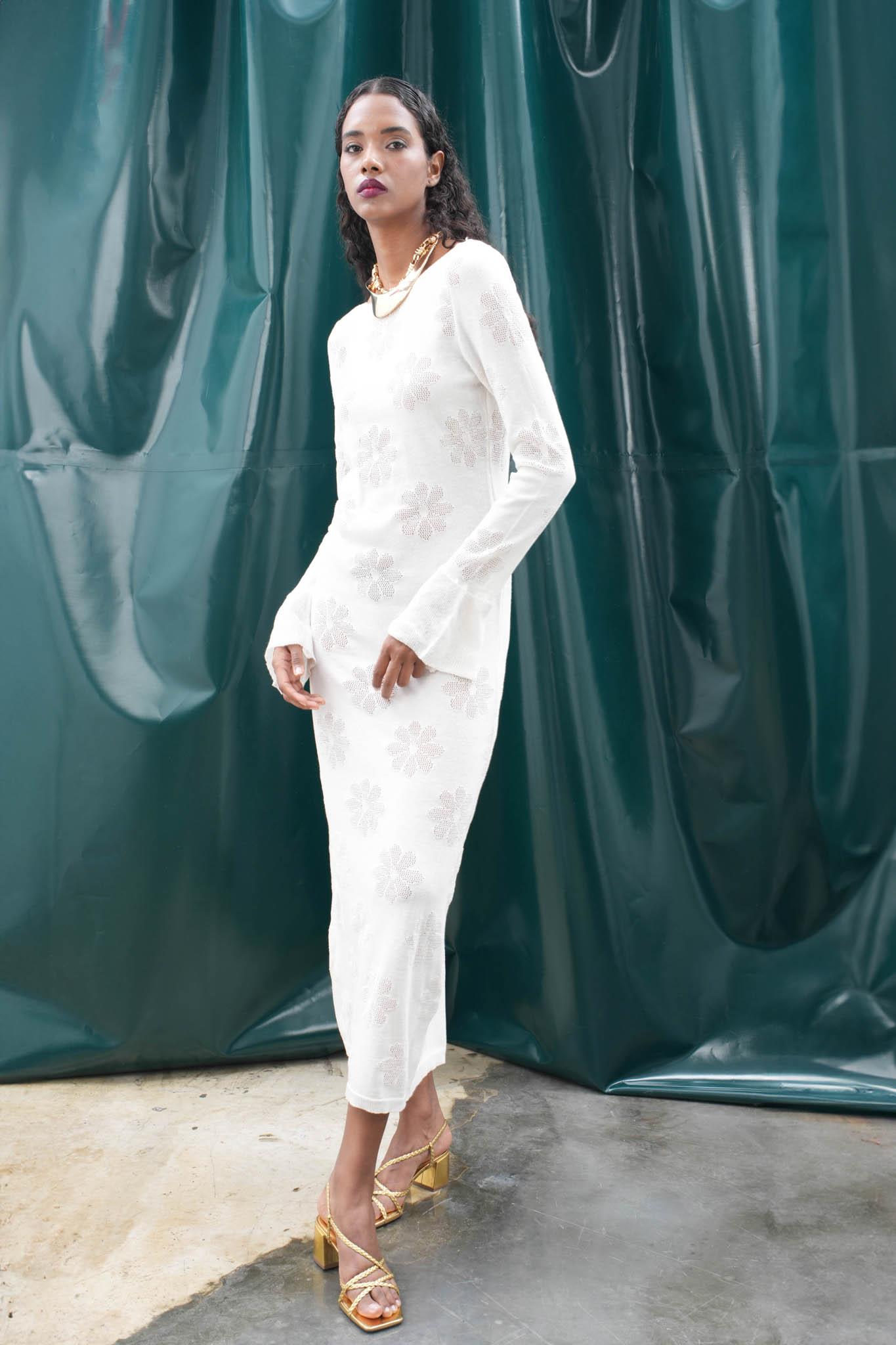 S5K2793Belen Çiçek Desenli Maxi Boy Elbise 2793