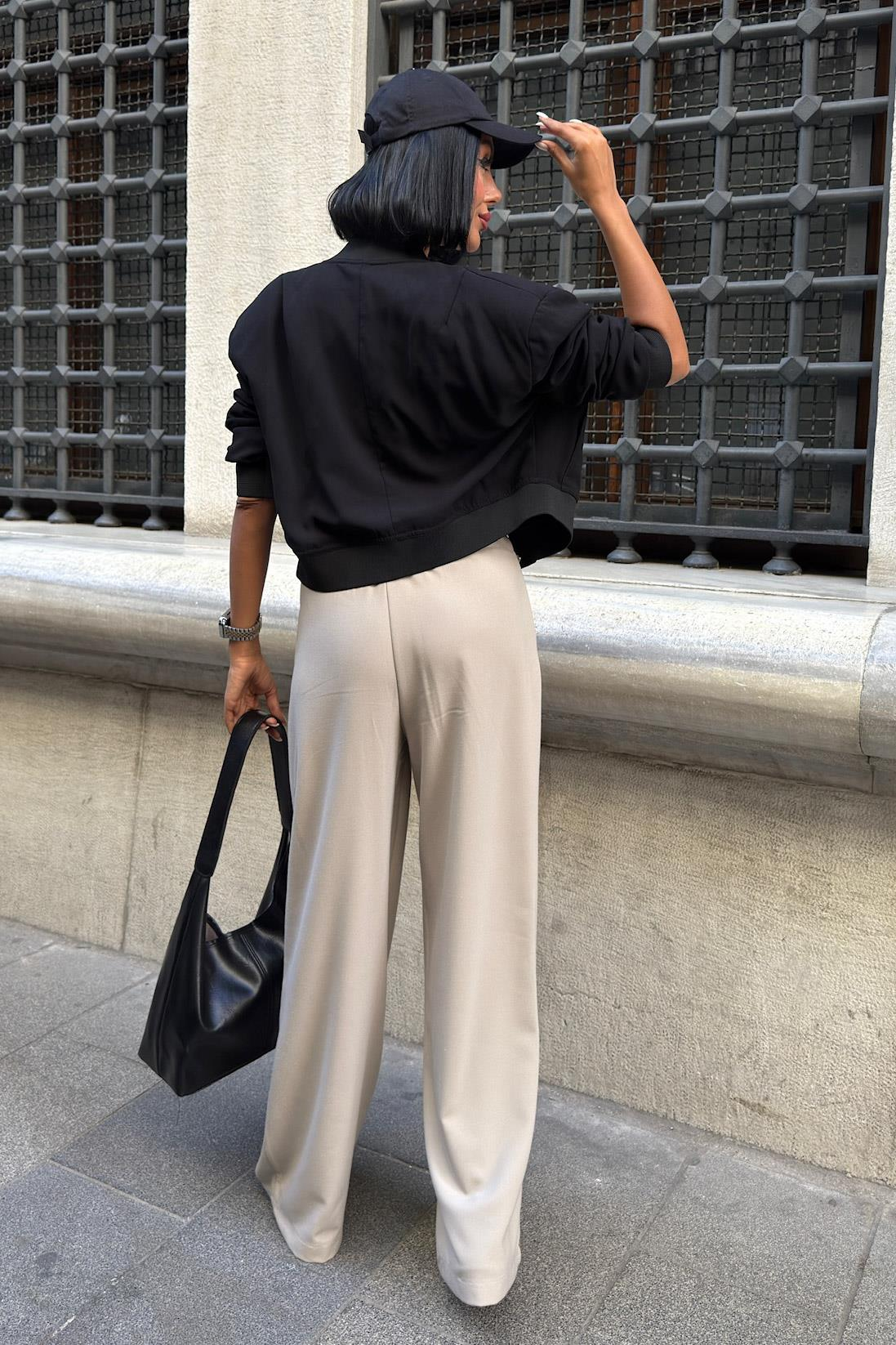 S6K0087Beli Lastik Detaylı Rahat Pantolon 0087