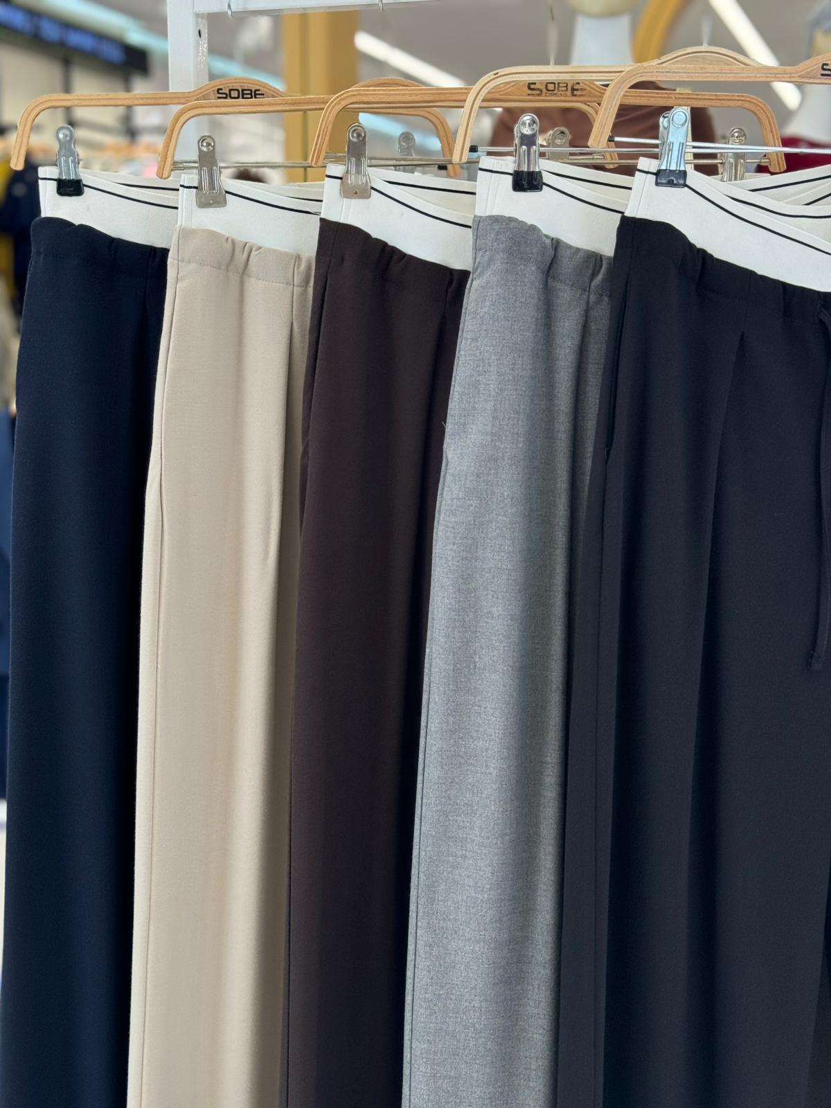 S6K0087Beli Lastik Detaylı Rahat Pantolon 0087
