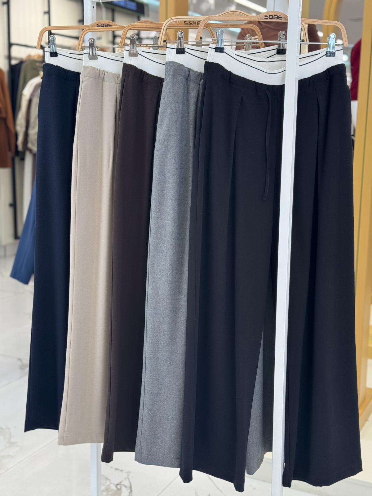 S6K0087Beli Lastik Detaylı Rahat Pantolon 0087