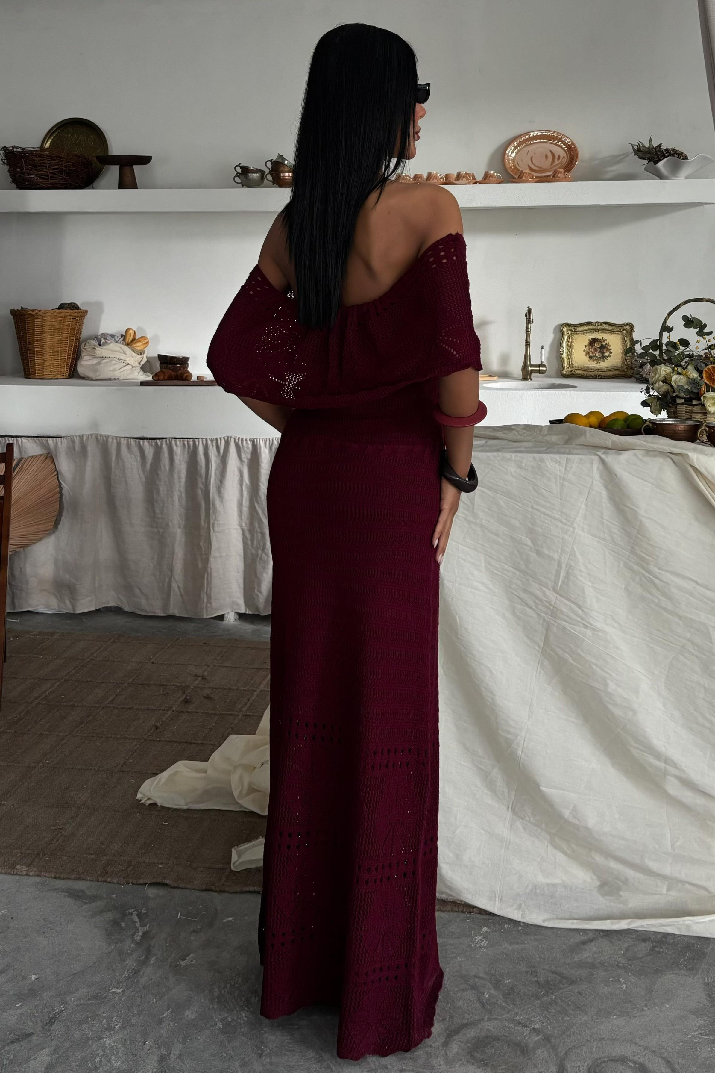 S4Y2713Bella Ajurlu Straplez Elbise 2713-0025