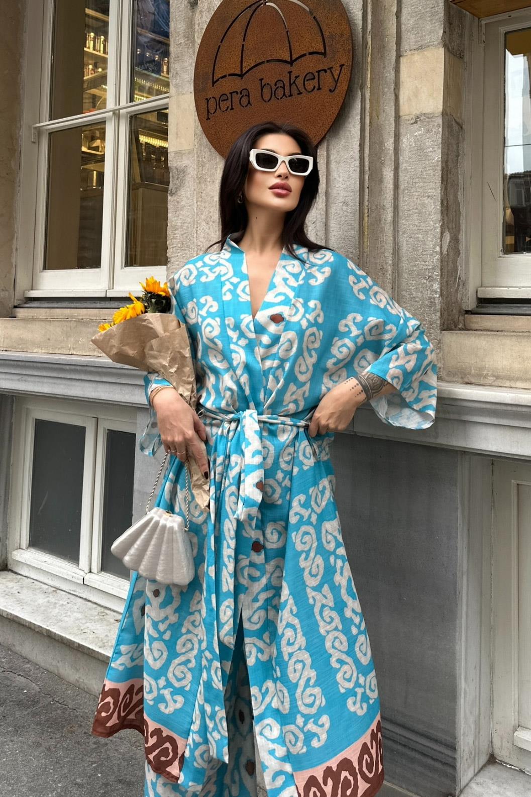 S4Y9714Berry Su Yollu Saten Kimono Takım 9714-08