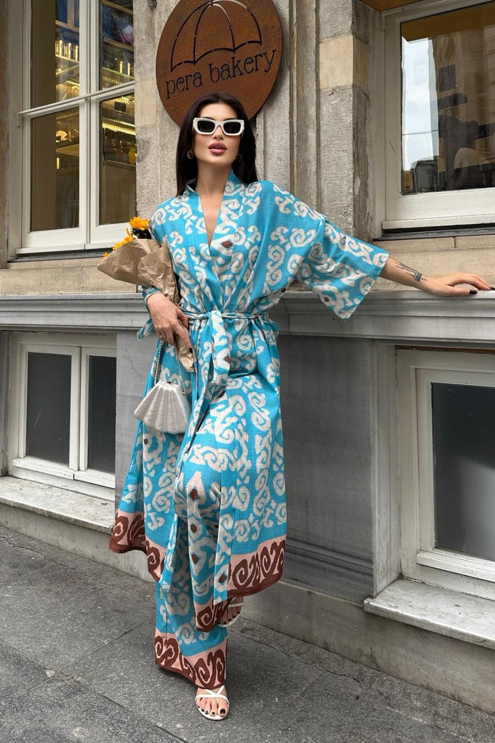 S4Y9714Berry Su Yollu Saten Kimono Takım 9714-08