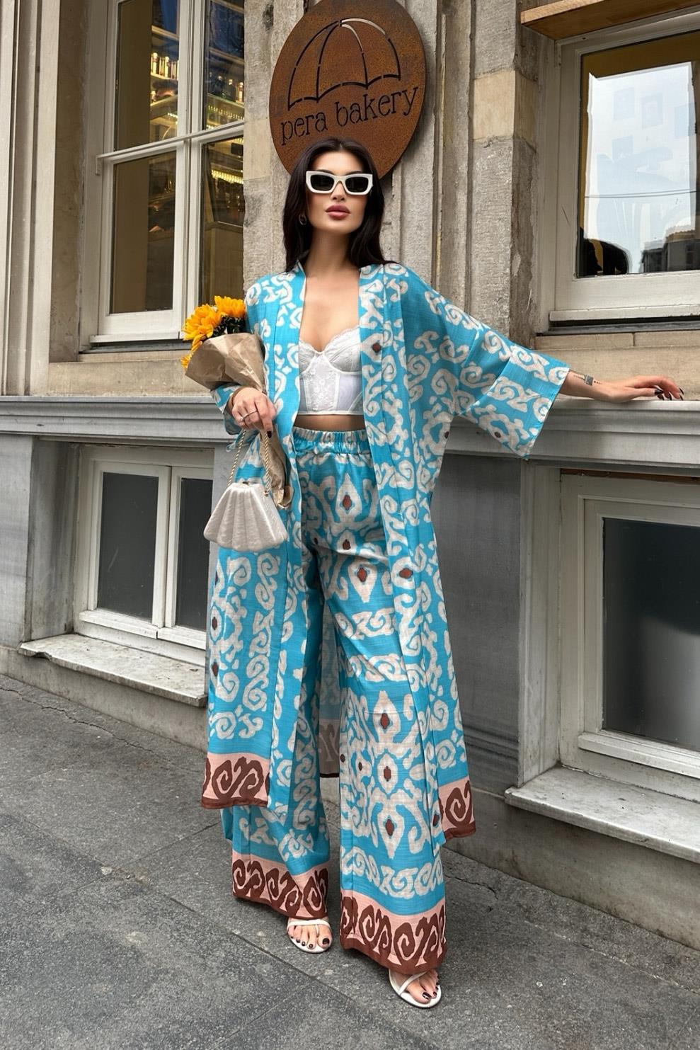 S4Y9714Berry Su Yollu Saten Kimono Takım 9714-08