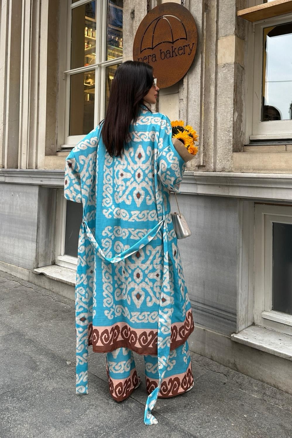 S4Y9714Berry Su Yollu Saten Kimono Takım 9714-08