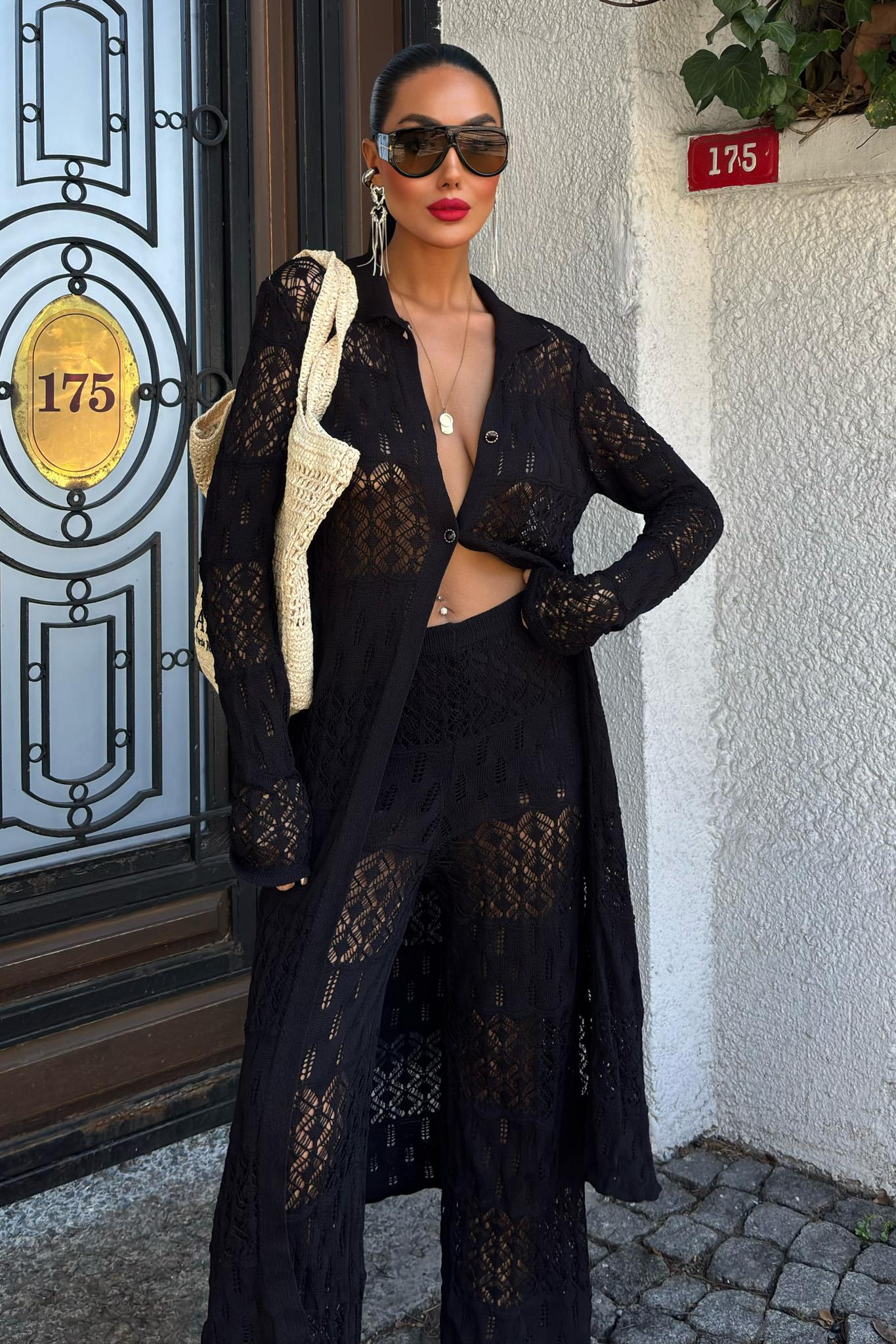 S5K9881Bridget Ajurlu Uzun Hırka Takım 9881