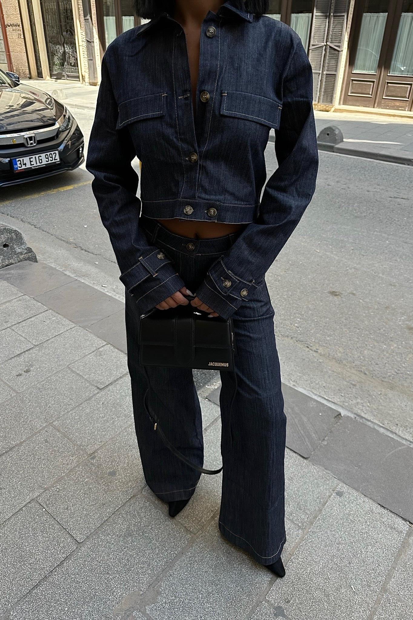 S5K9950Broklyn Denim Palazzo Pantolon Takım 9950