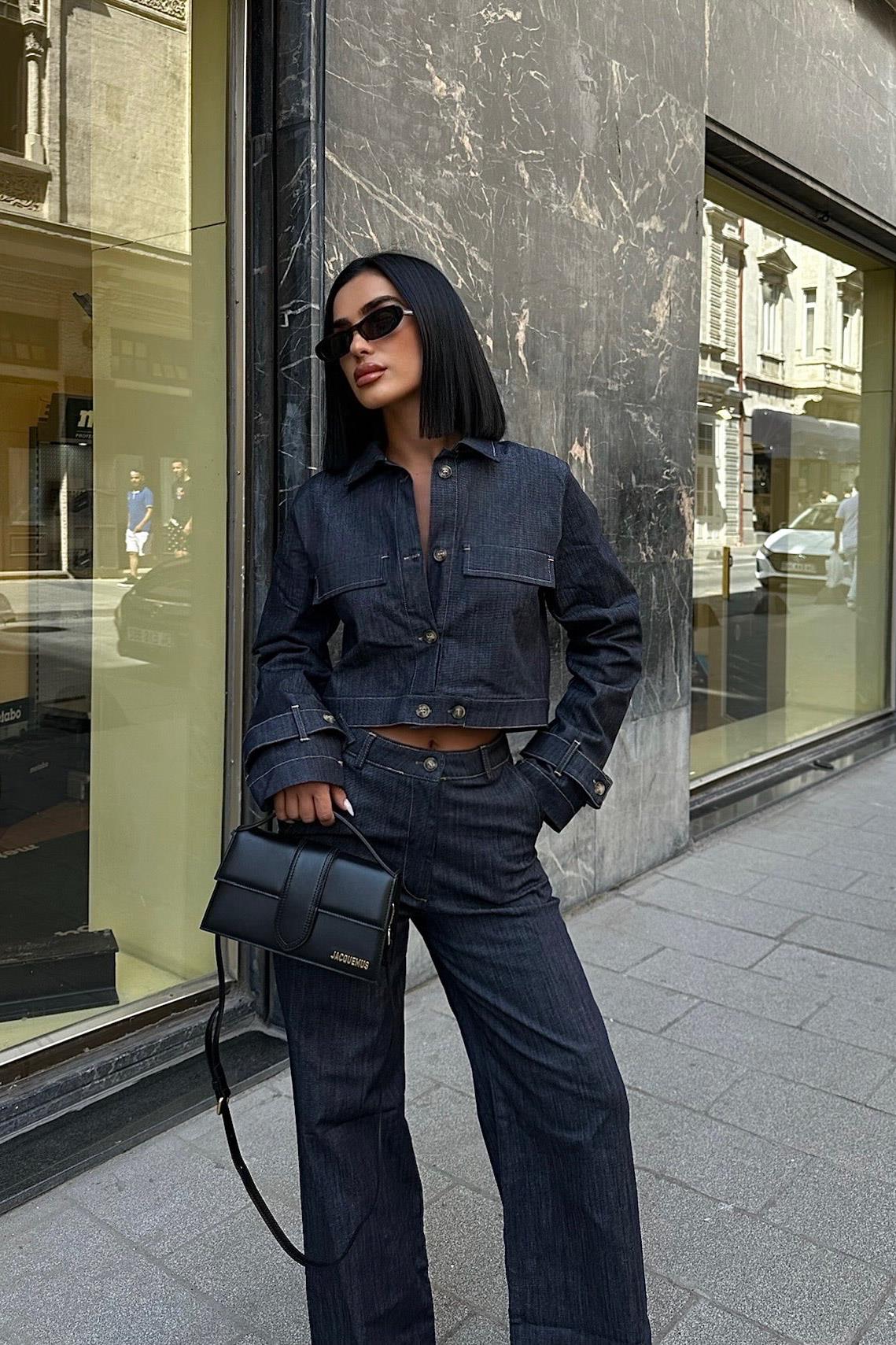 S5K9950Broklyn Denim Palazzo Pantolon Takım 9950