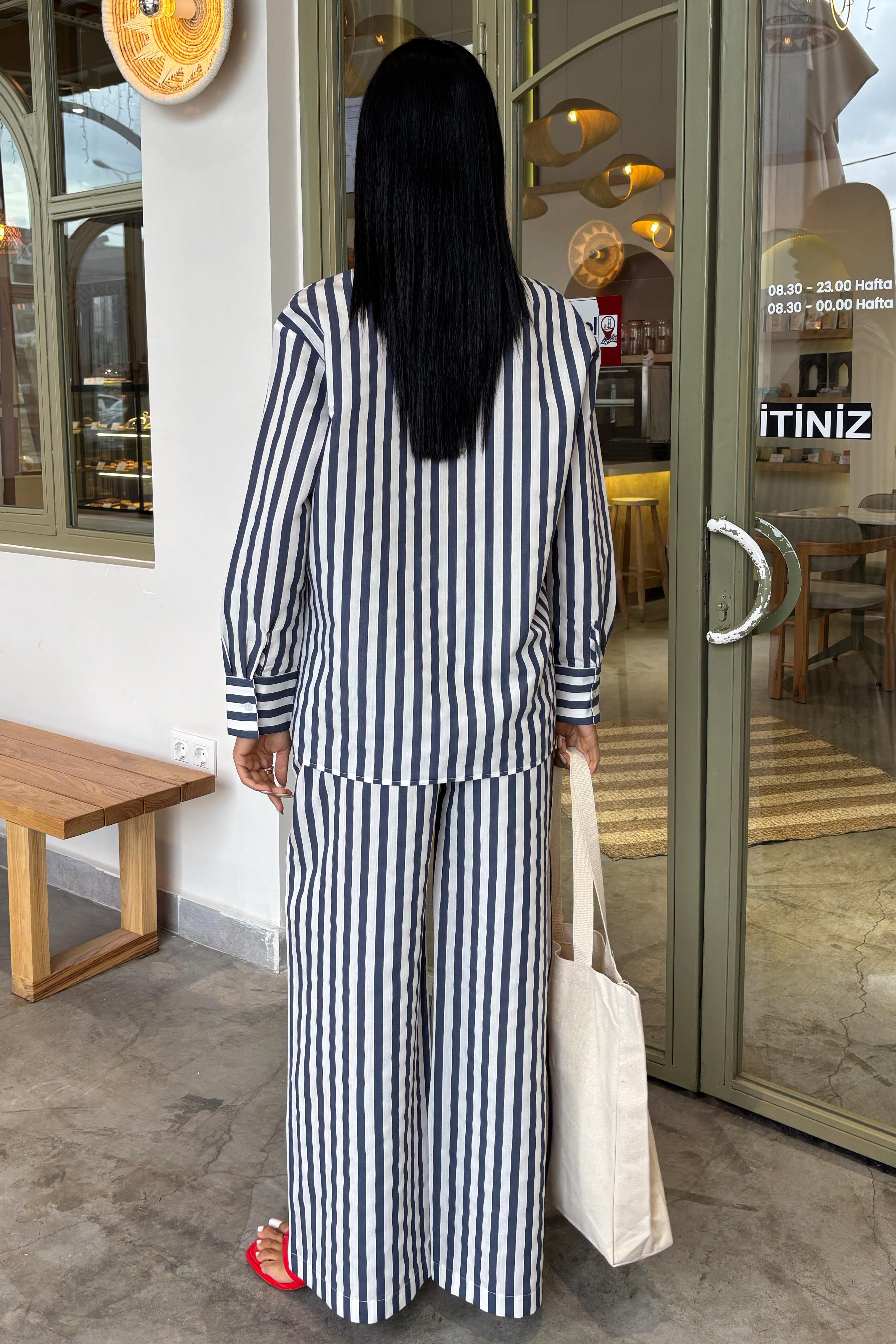 S5Y10172Casual Striped Suit with Pocket Detail 10172