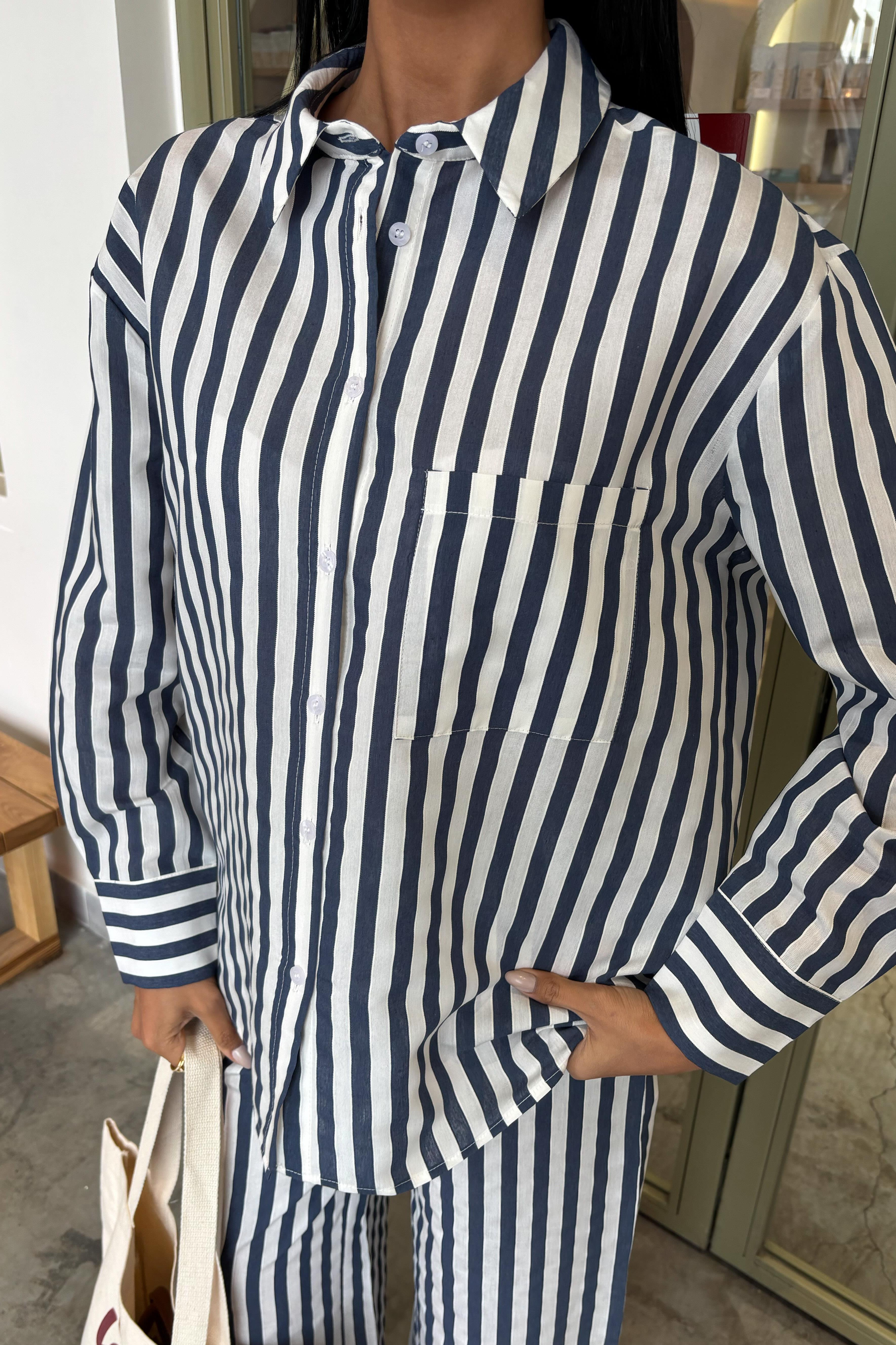 S5Y10172Casual Striped Suit with Pocket Detail 10172