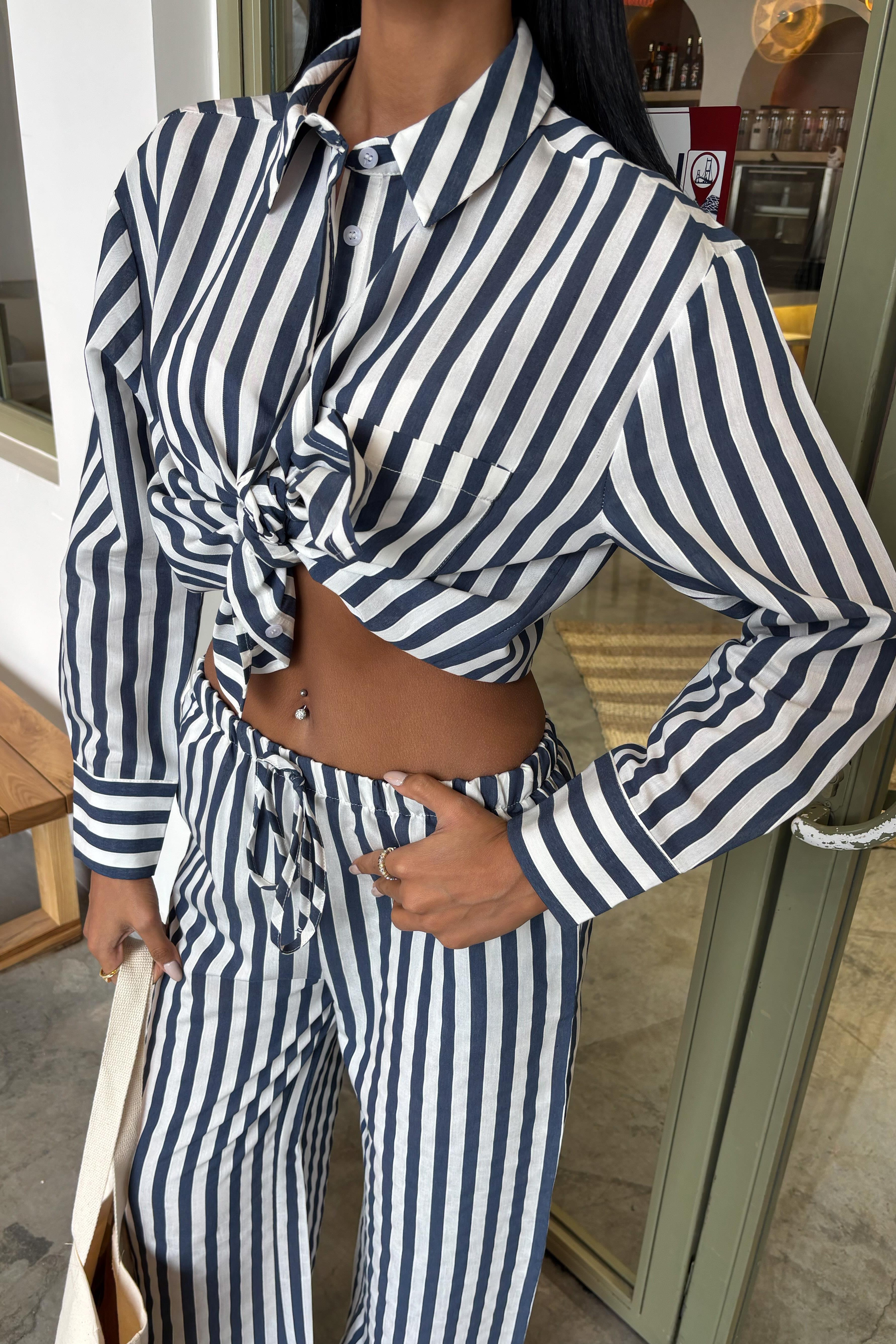 S5Y10172Casual Striped Suit with Pocket Detail 10172