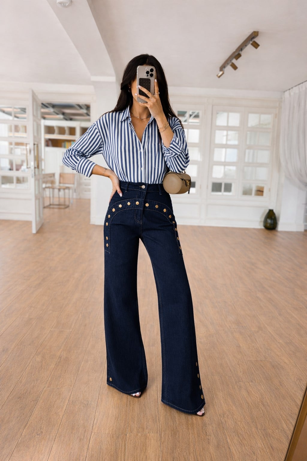 S6Y3504DKÇizgili Oversize Basic Gömlek 3504